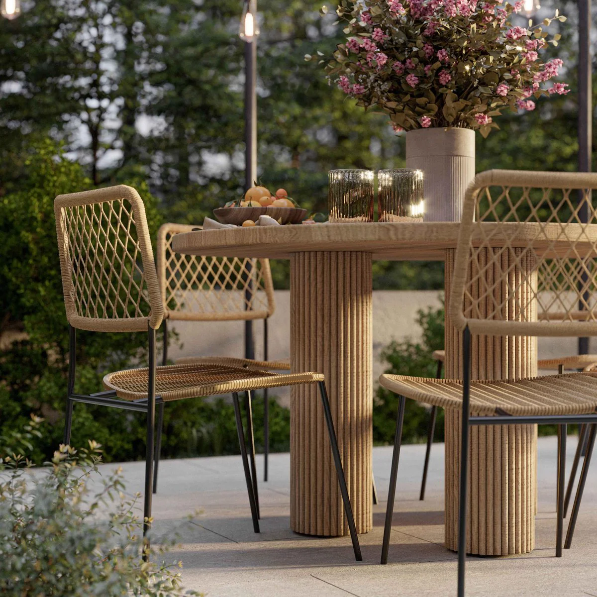 Patti Textured Faux Travertine Indoor / Outdoor Round Dining Table - Image 2