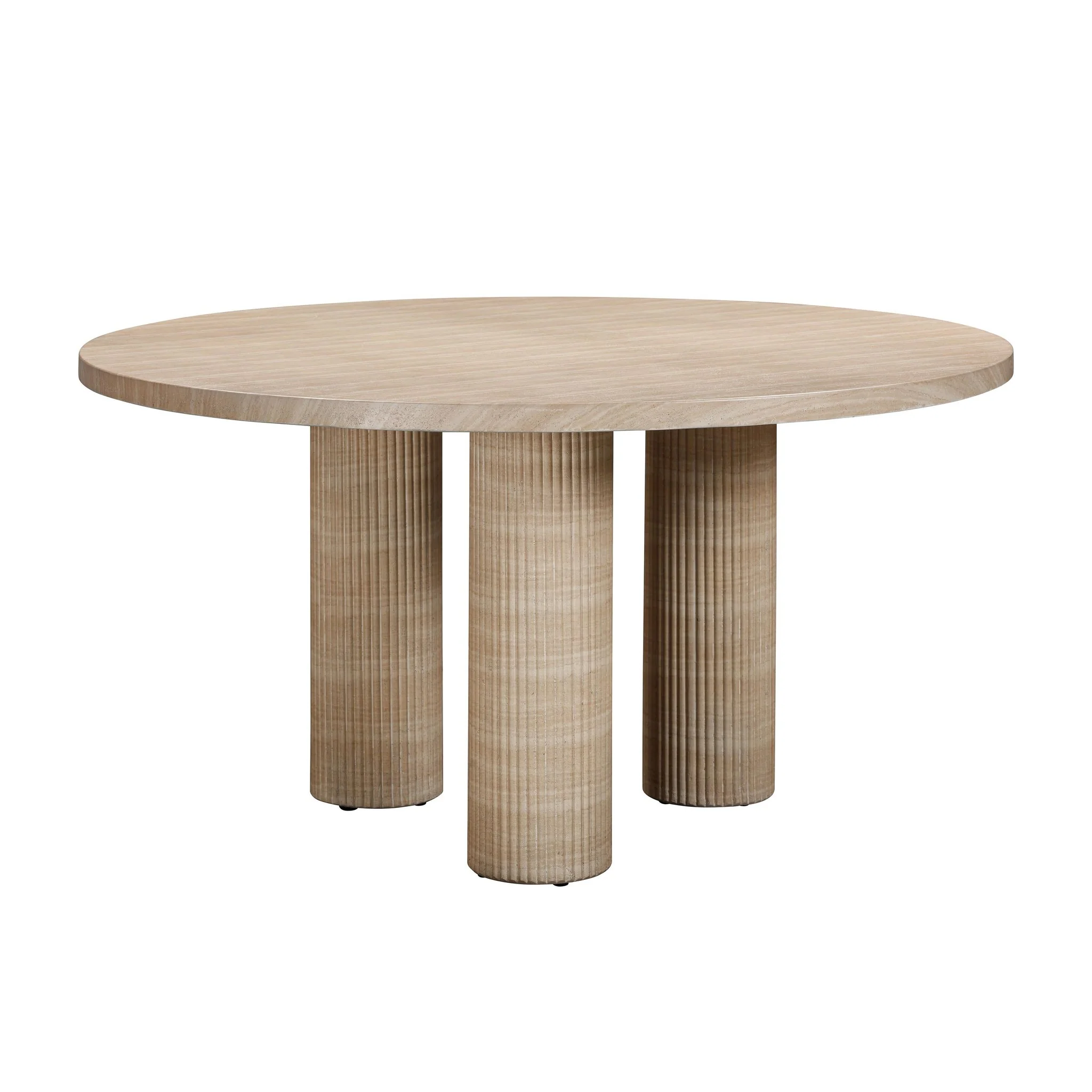 Patti Textured Faux Travertine Indoor / Outdoor Round Dining Table - Image 3