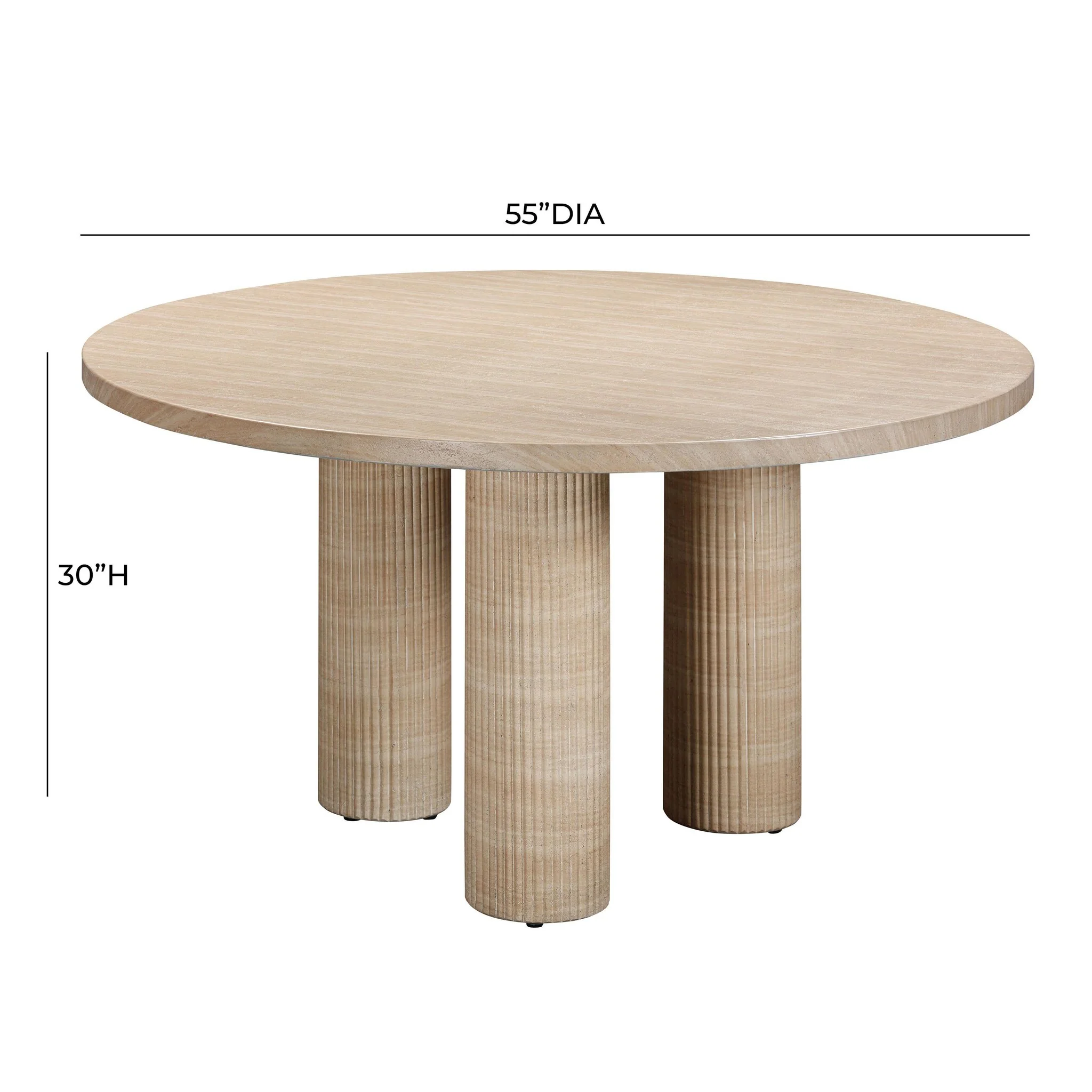 Patti Textured Faux Travertine Indoor / Outdoor Round Dining Table - Image 7
