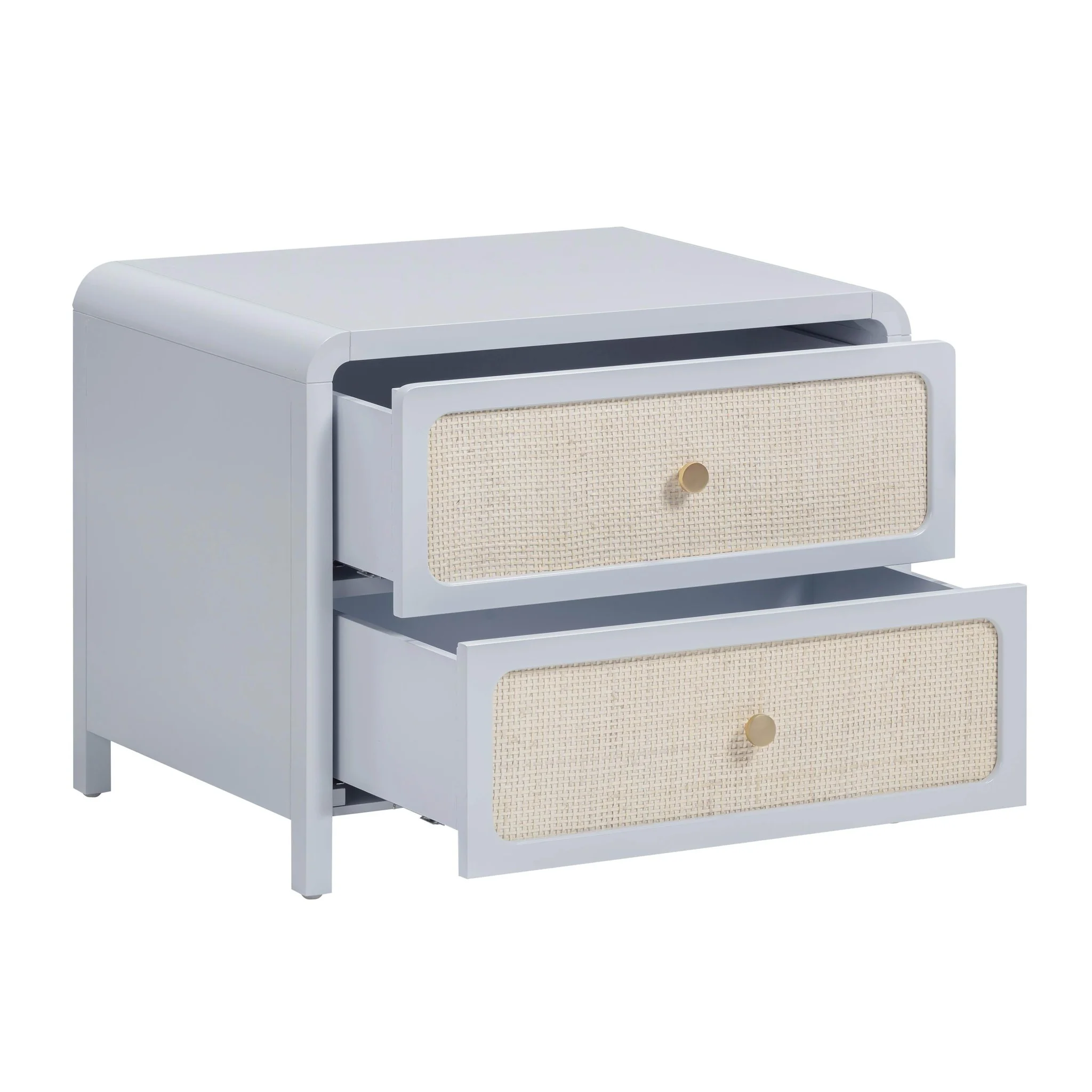 Patty Pastel Blue Rattan 2 Drawer Nightstand - Image 4