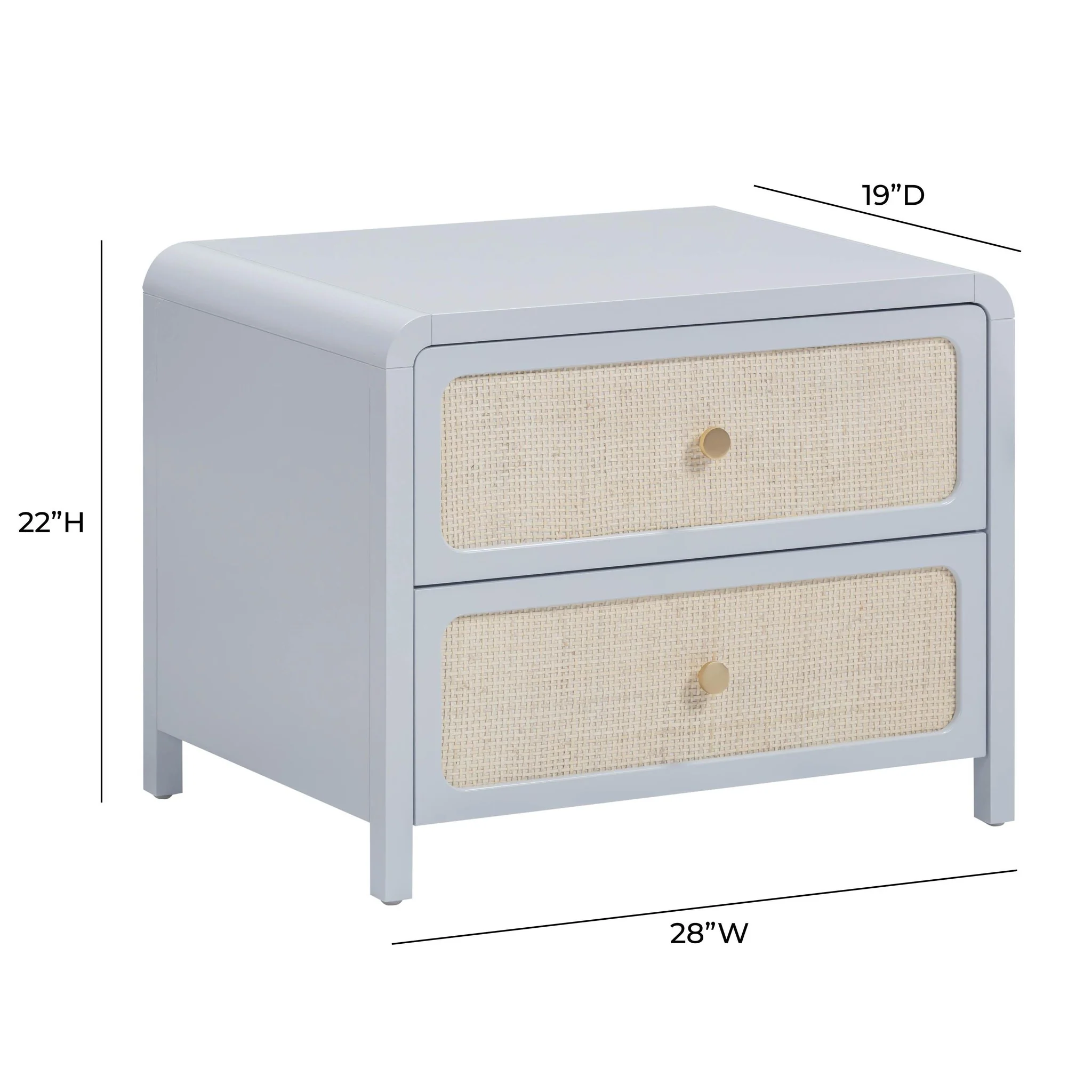Patty Pastel Blue Rattan 2 Drawer Nightstand - Image 9