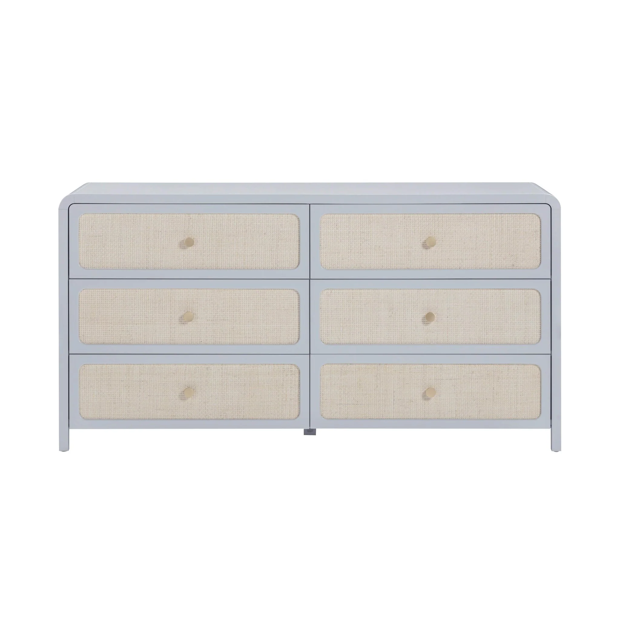 Patty Pastel Blue Rattan 6 Drawer Dresser - Image 3
