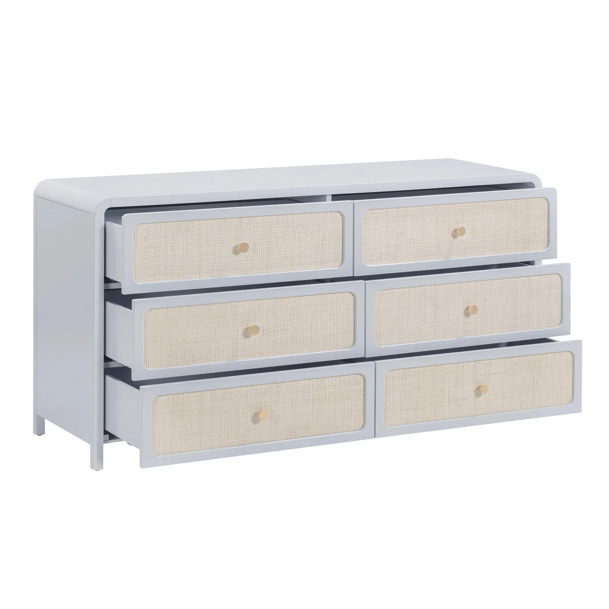 Patty Pastel Blue Rattan 6 Drawer Dresser - Image 4
