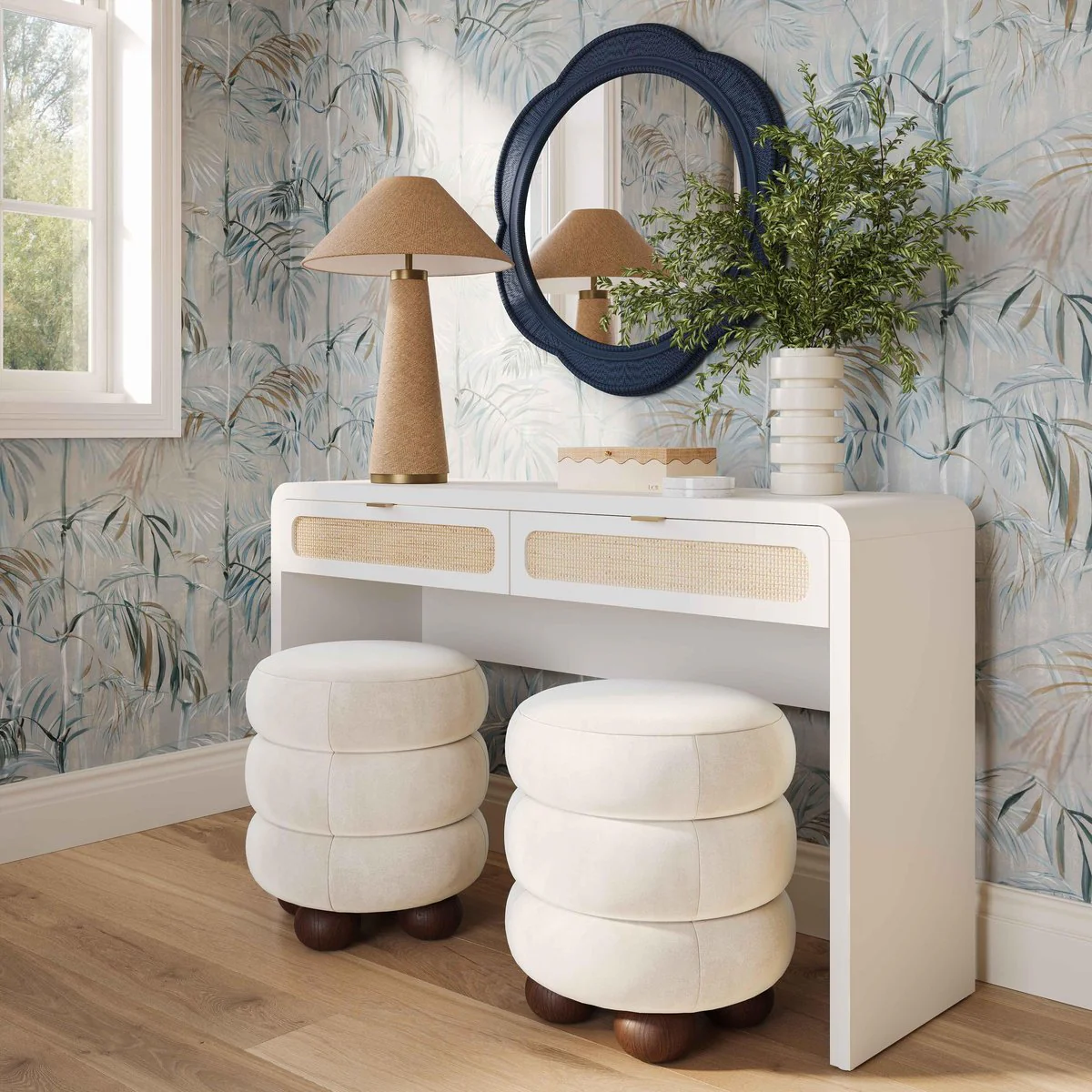 Patty White Rattan Console Desk - Image 2