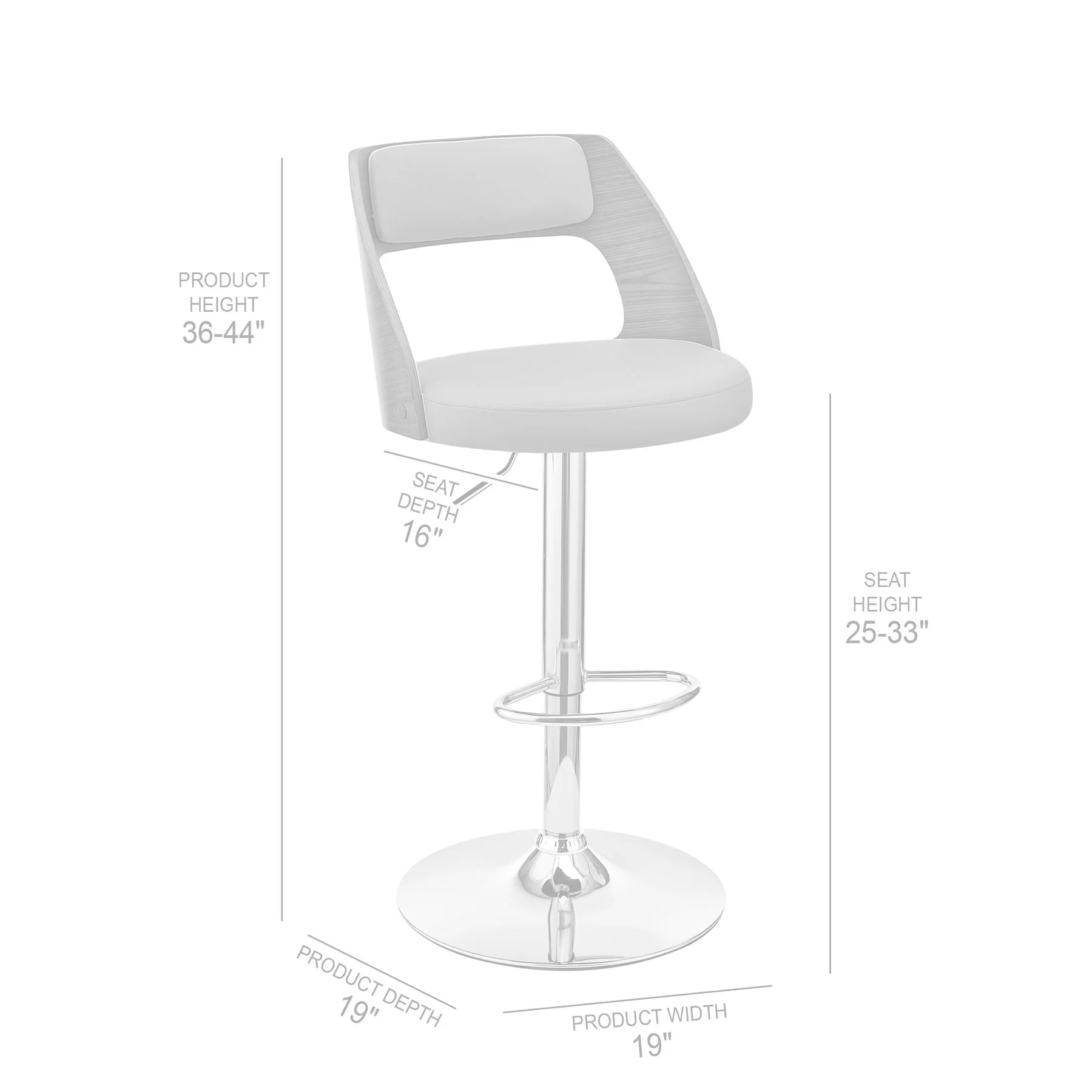 Paulo Adjustable Swivel Cream Faux Leather and Walnut Wood Bar Stool with Chrome Base - Image 9