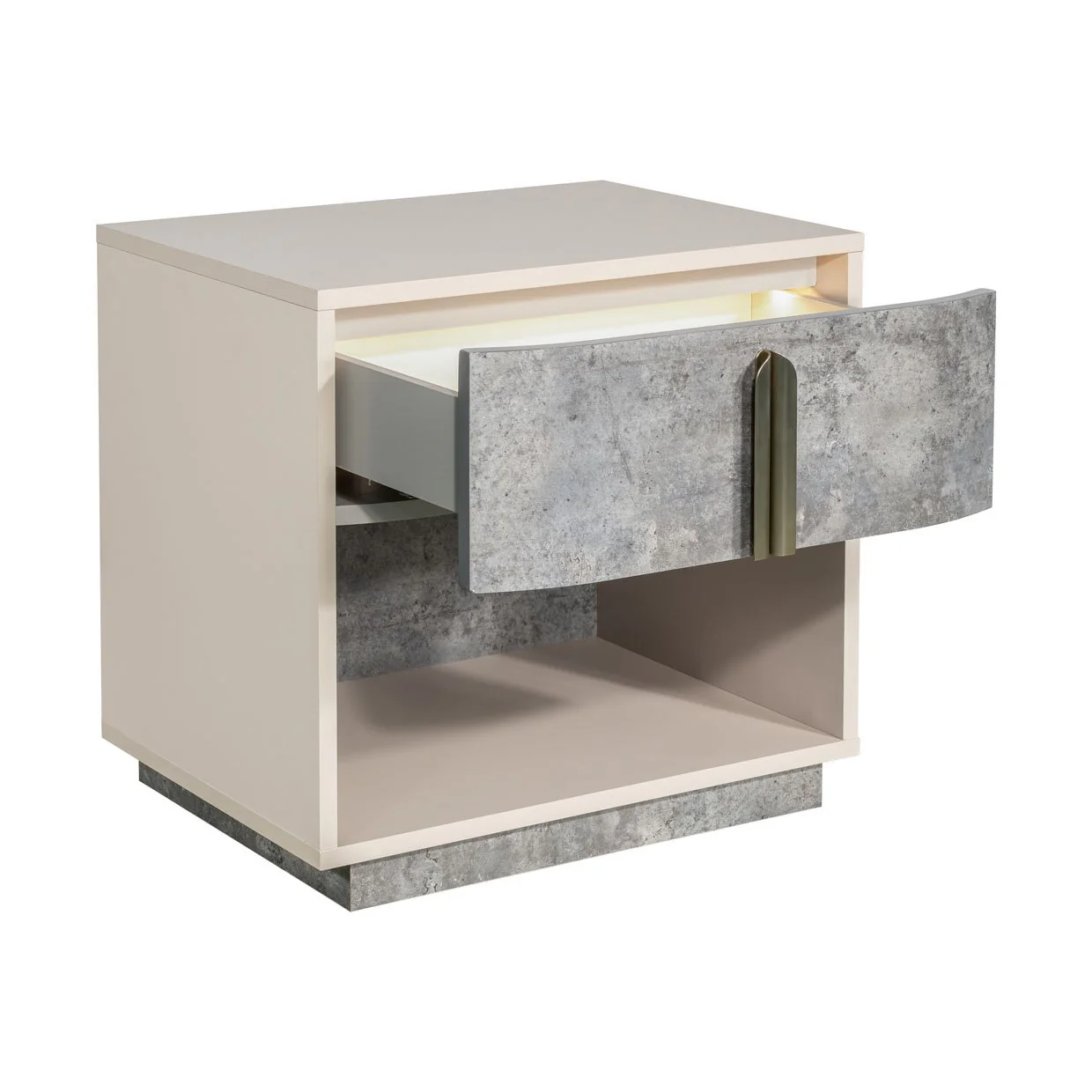 Pavira 1-Drawer Nightstand with LED Lights - Stone - Image 6
