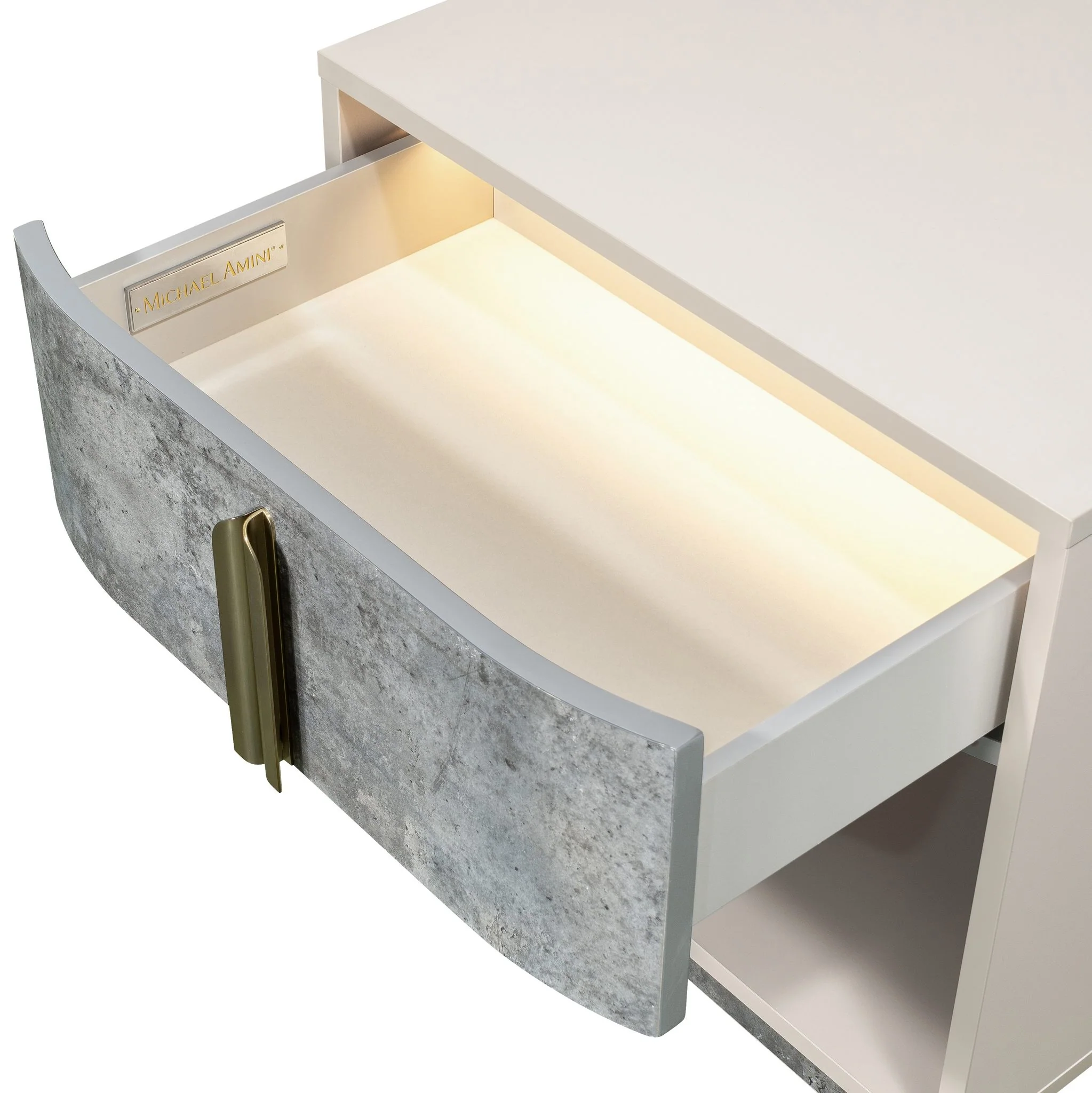 Pavira 1-Drawer Nightstand with LED Lights - Stone - Image 7