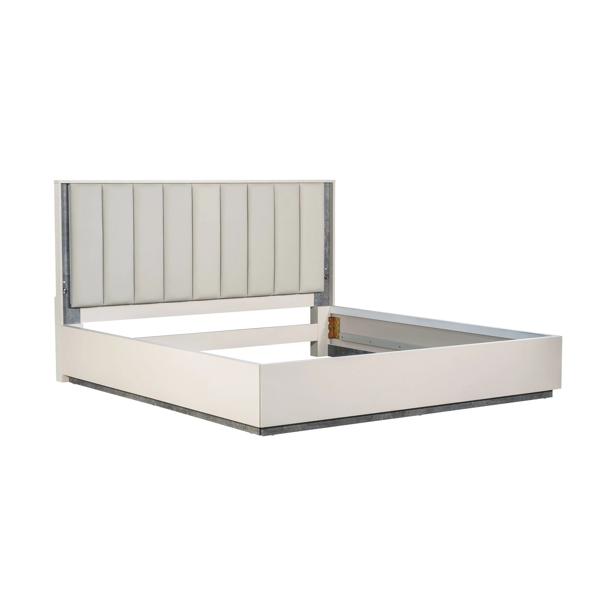 Pavira Eastern King Bed with LED Lights - Stone - Image 3
