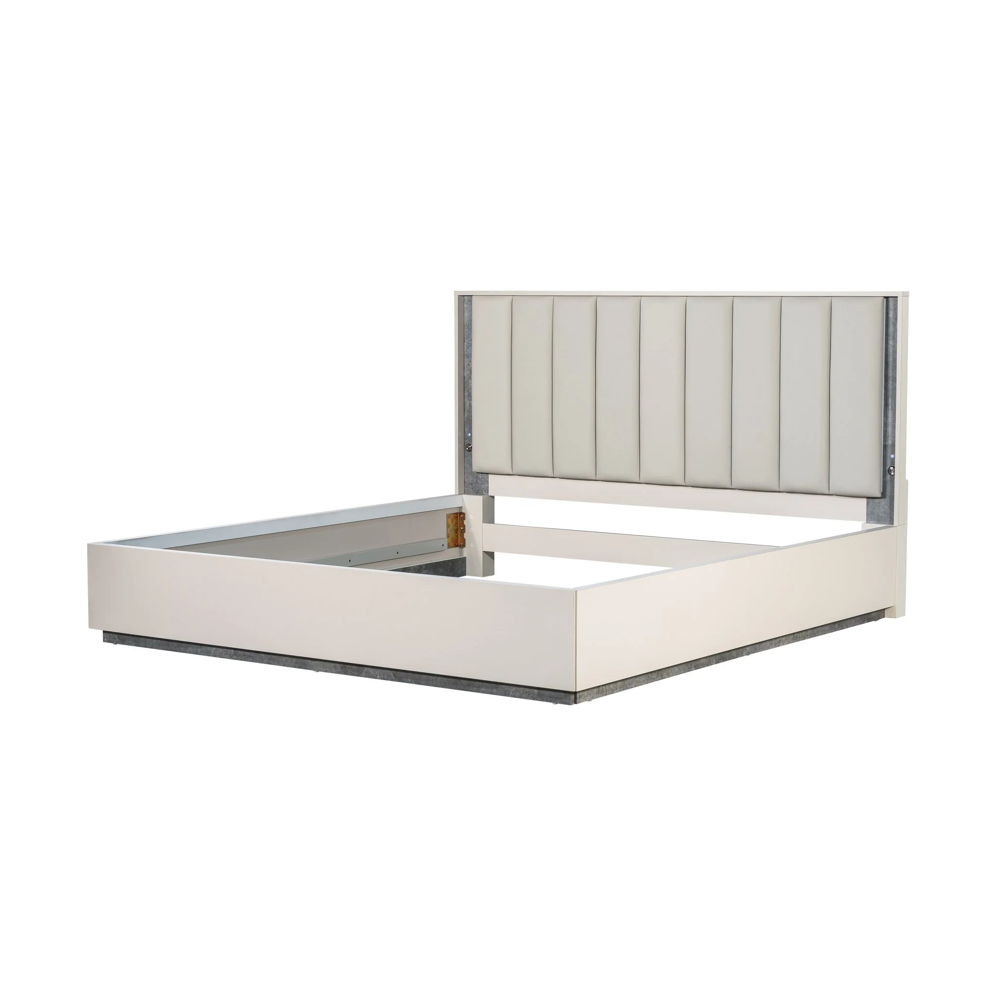 Pavira Eastern King Bed with LED Lights - Stone - Image 33