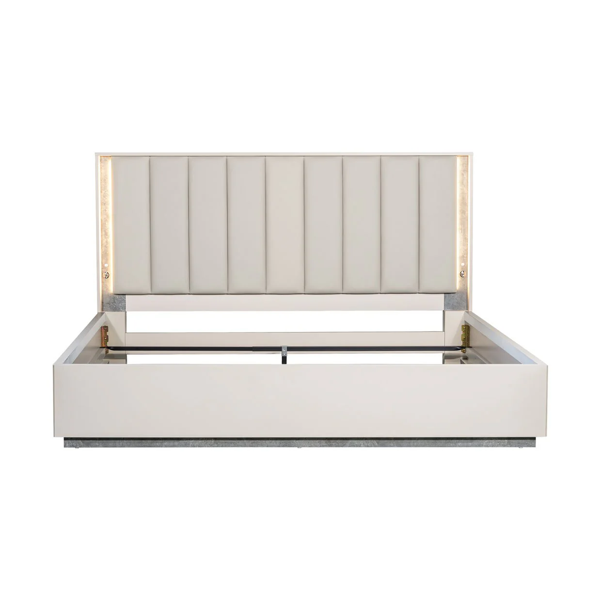 Pavira Eastern King Bed with LED Lights - Stone - Image 6