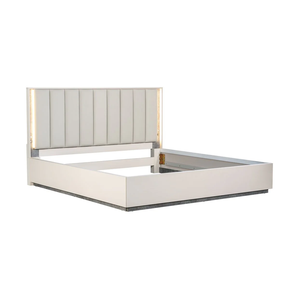 Pavira Eastern King Bed with LED Lights - Stone - Image 8