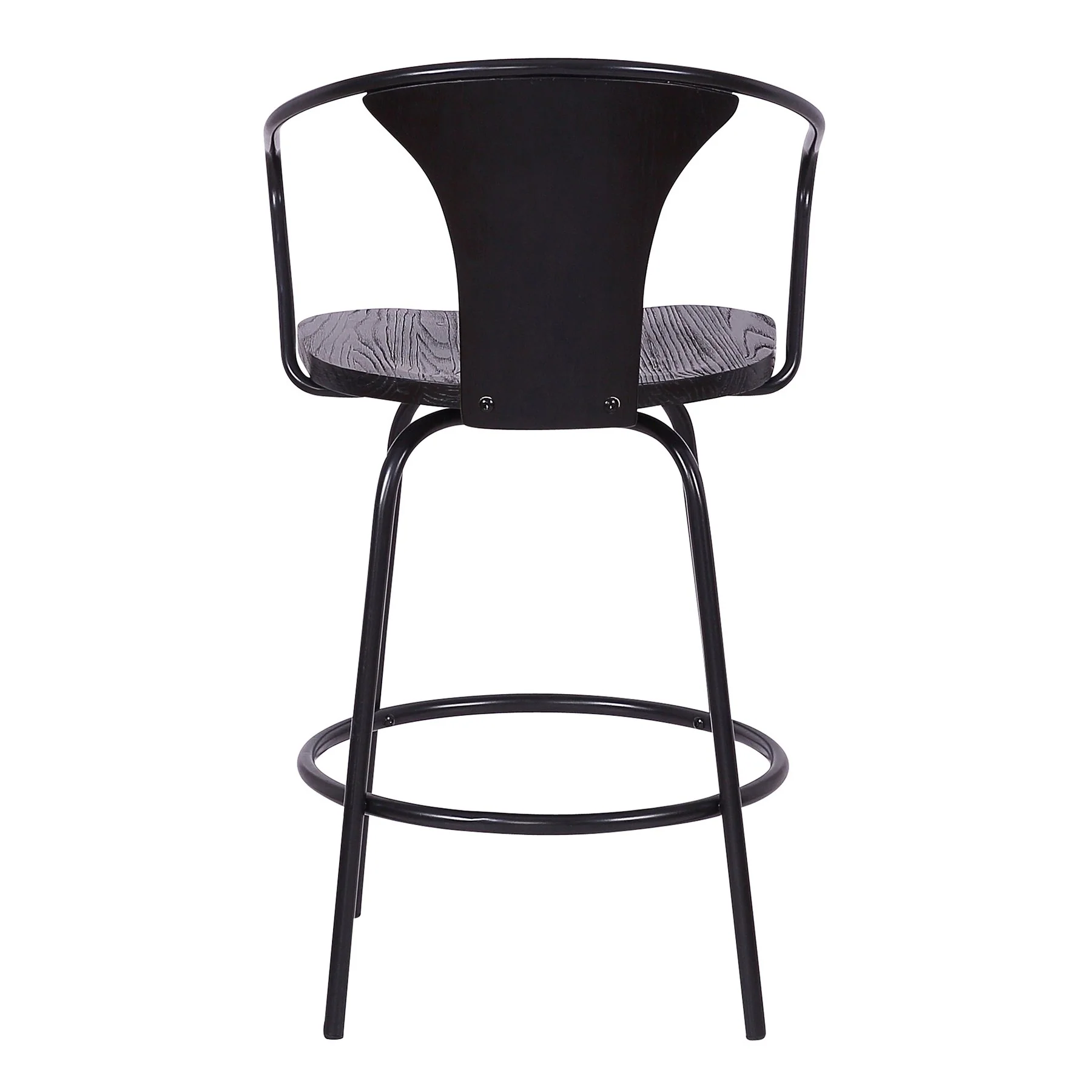 Payton Industrial 26" Swivel Black Wood and Metal Bar Stool - Image 5