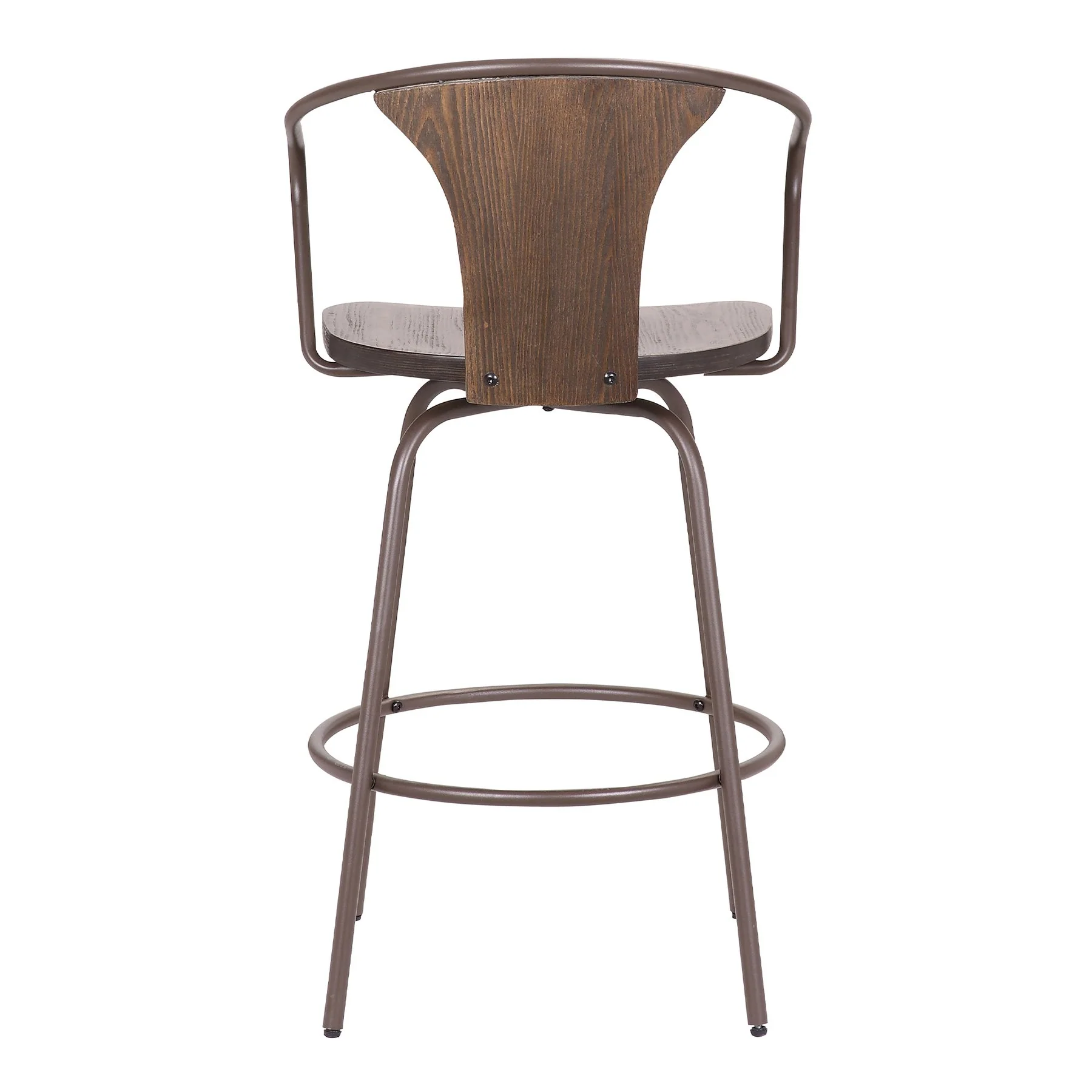 Payton Industrial 26" Swivel Walnut Wood and Metal Bar Stool - Image 5