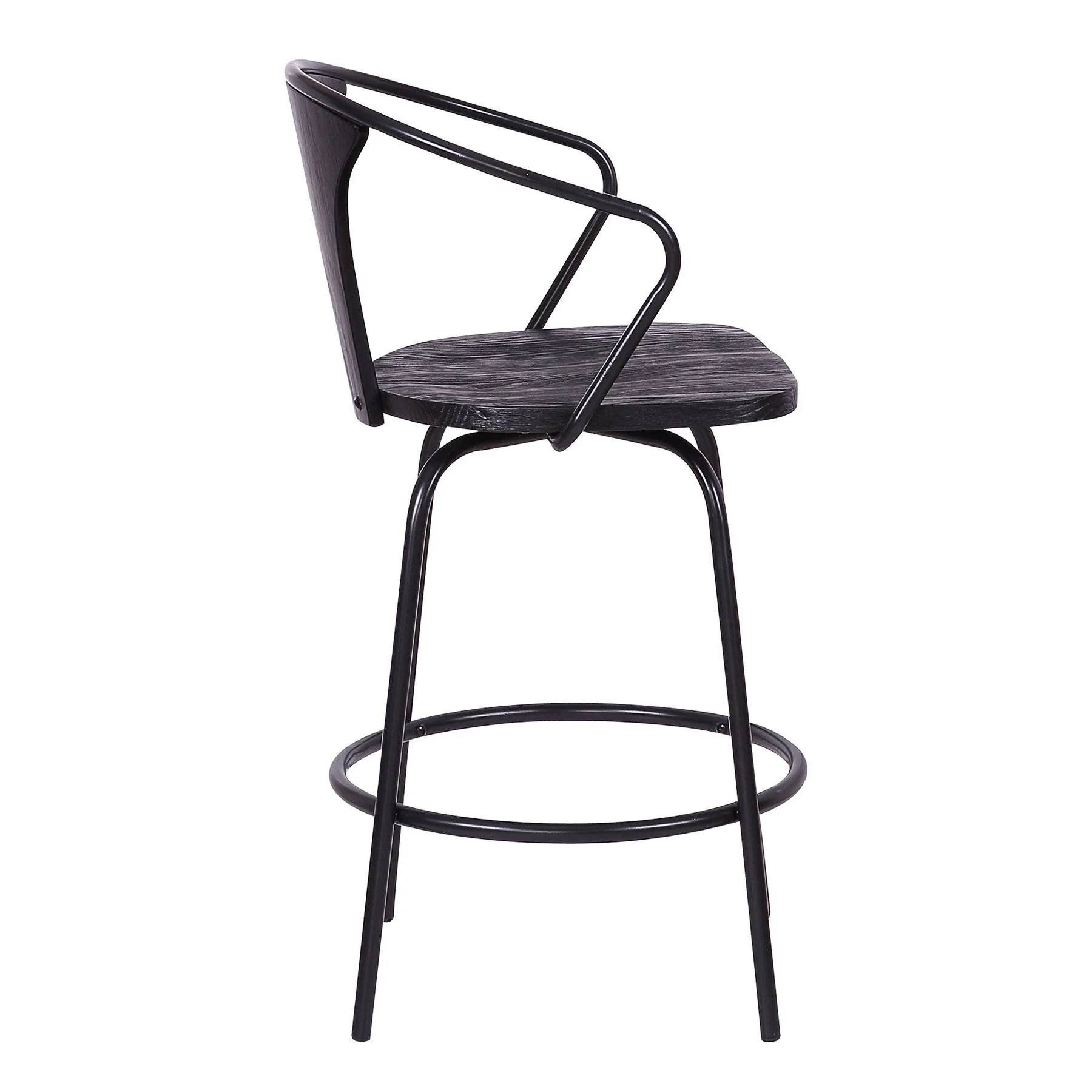 Payton Industrial 30" Swivel Black Wood and Metal Bar Stool - Image 3