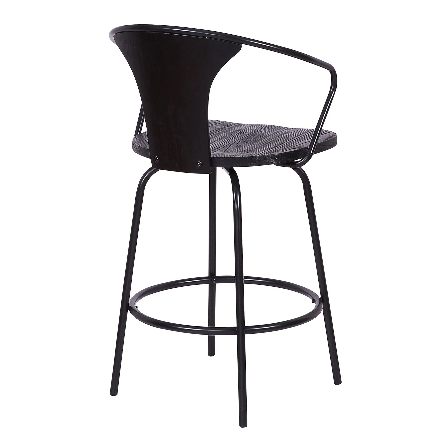Payton Industrial 30" Swivel Black Wood and Metal Bar Stool - Image 4