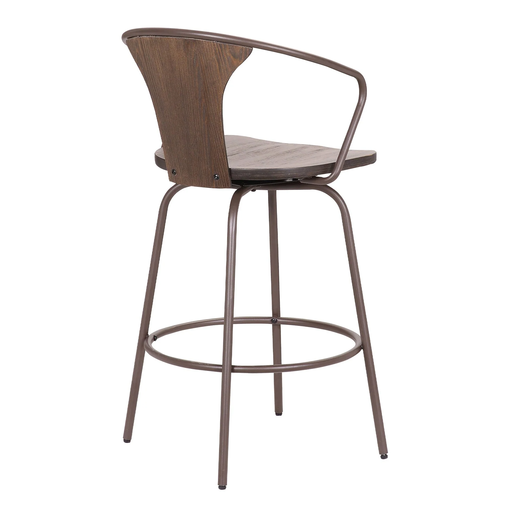 Payton Industrial 30" Swivel Walnut Wood and Metal Bar Stool - Image 4