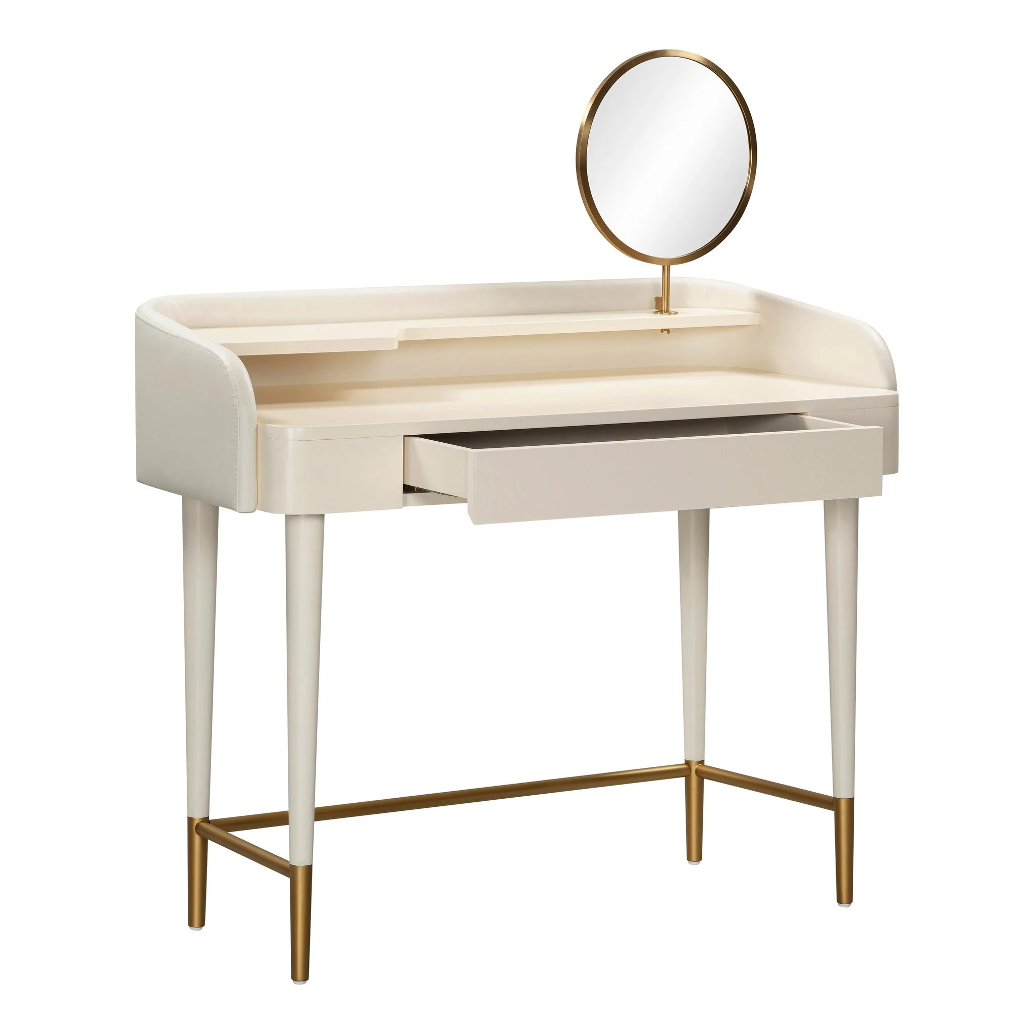 Penelope Cream Vegan Leather Wrapped Vanity Desk - Image 7