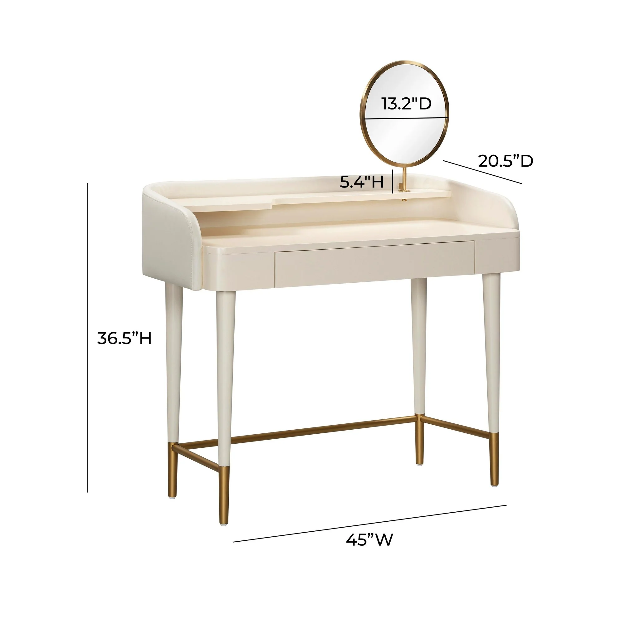 Penelope Cream Vegan Leather Wrapped Vanity Desk - Image 9