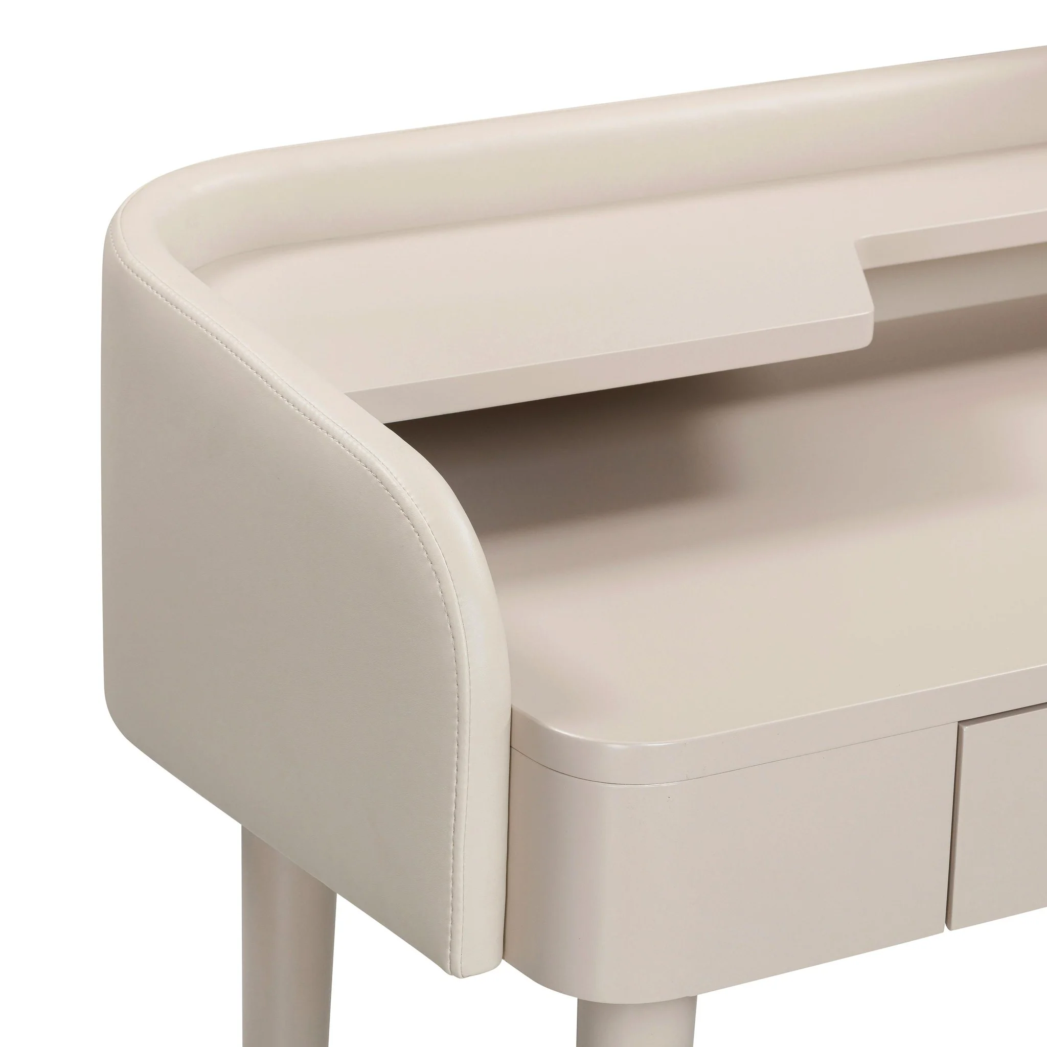 Penelope Taupe Vegan Leather Wrapped Vanity Desk - Image 6