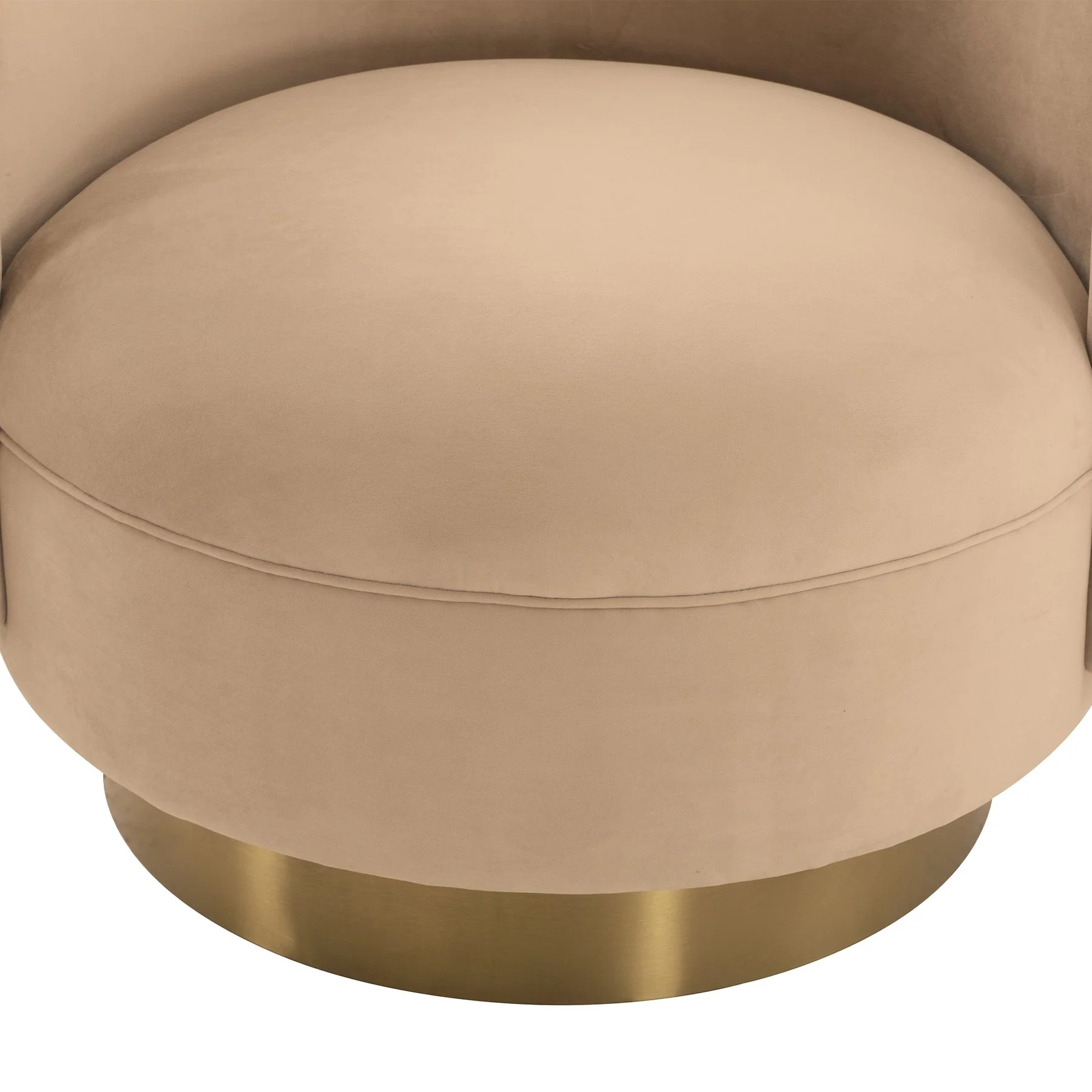 Peony Natural Fabric Upholstered Sofa Accent Chair with Brushed Gold Legs - Image 4