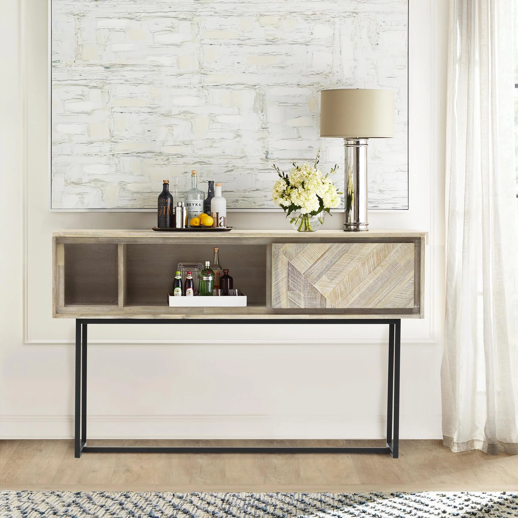 Peridot 1 Drawer Console Table in Natural Acacia Wood - Image 6