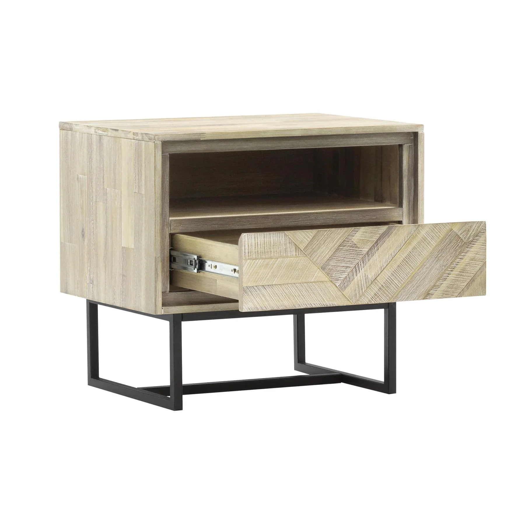 Peridot 1 Drawer Nightstand in Natural Acacia Wood - Image 2
