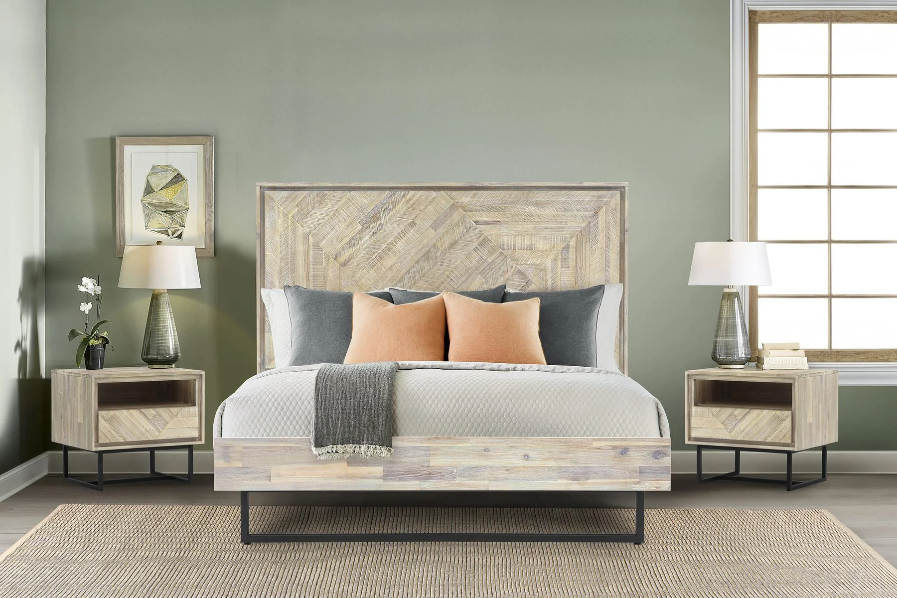 Peridot 3 Piece King Bedroom Set in Natural Acacia Wood - Image 9