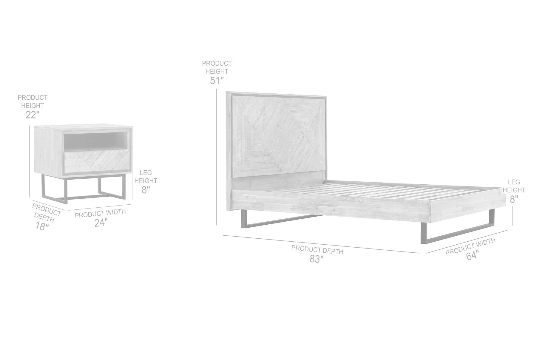 Peridot 3 Piece Queen Bedroom Set in Natural Acacia Wood - Image 8