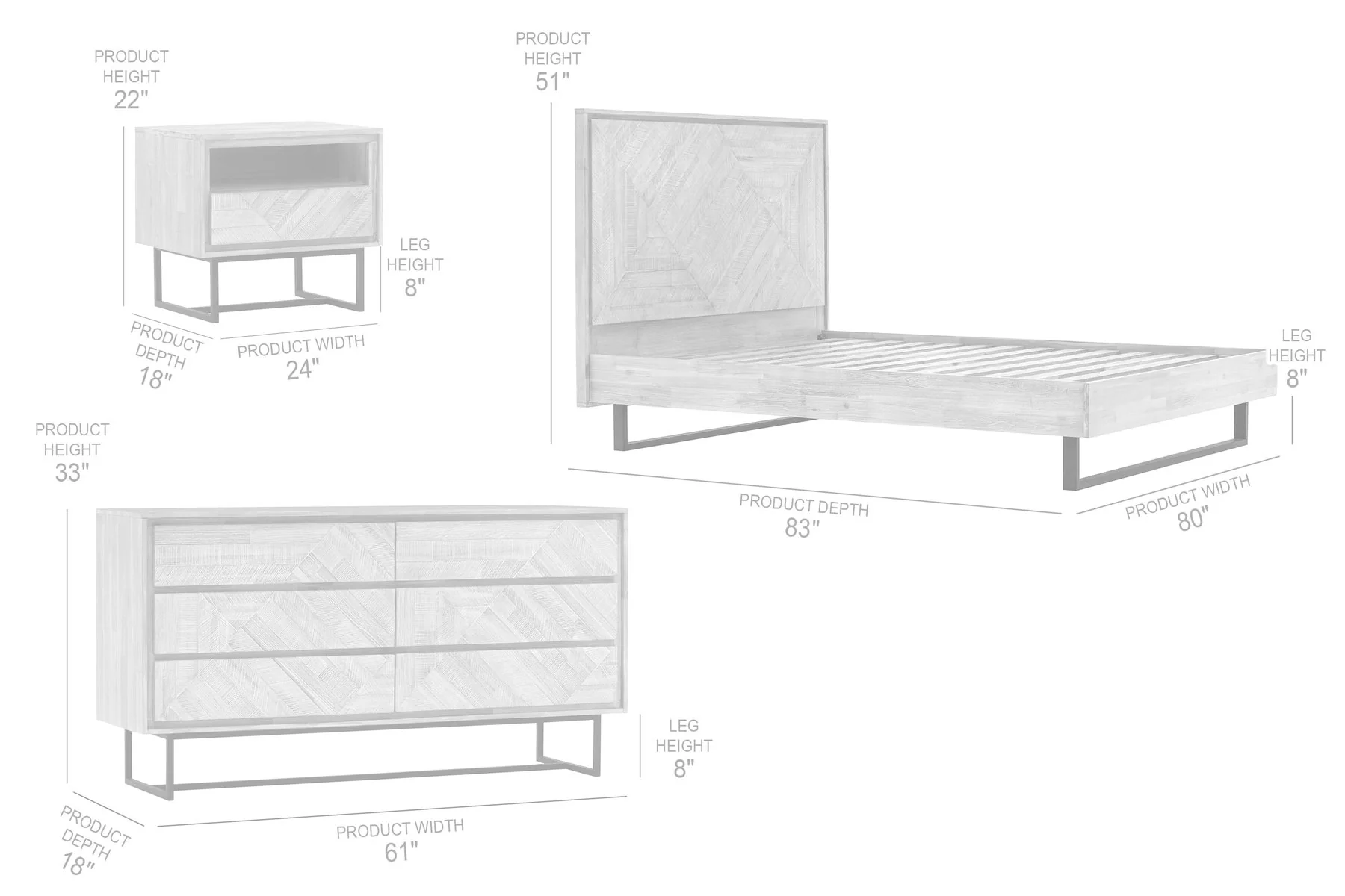 Peridot 4 Piece King Bedroom Set in Natural Acacia Wood - Image 10