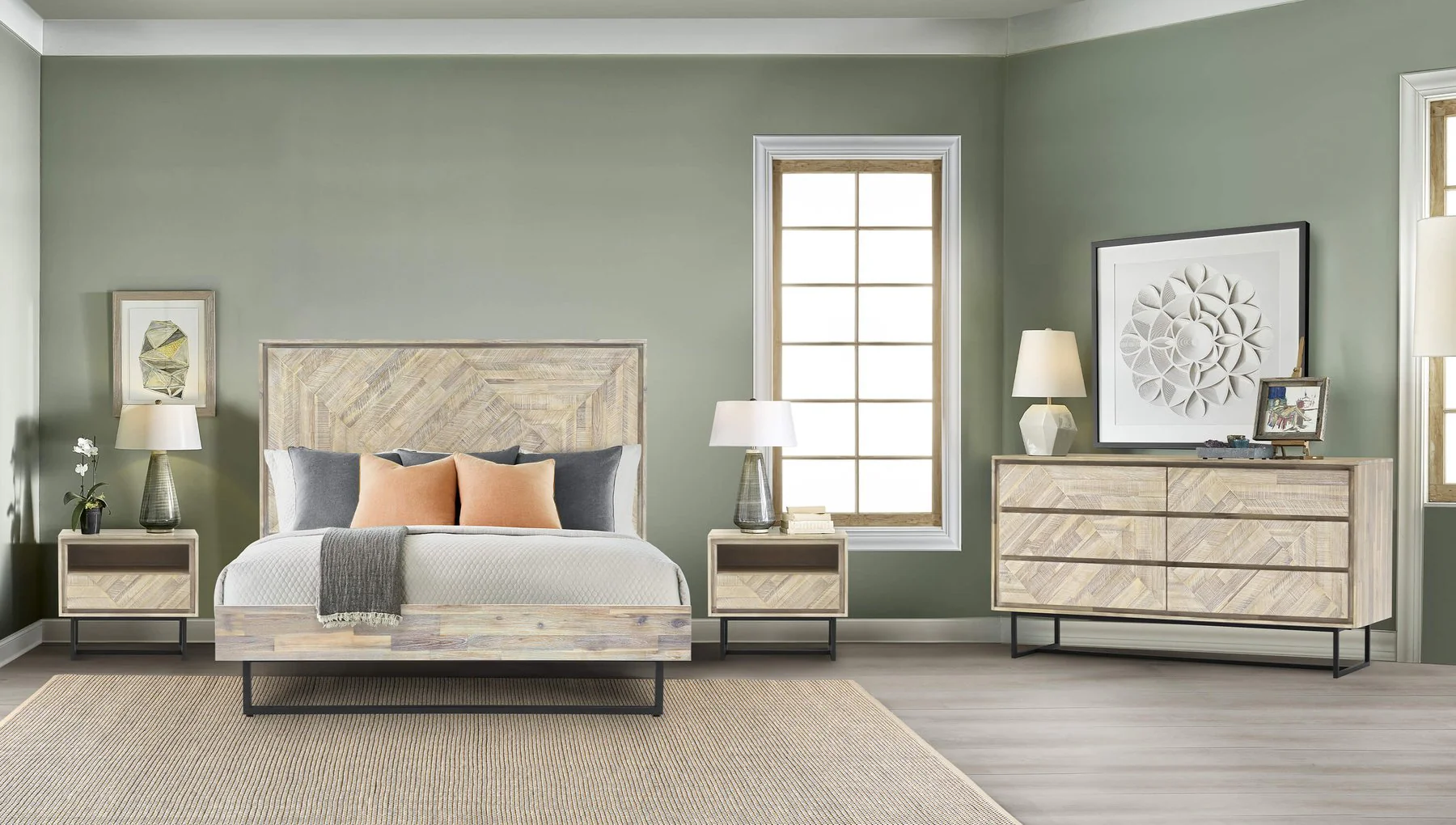 Peridot King Platform Bed Frame in Natural Acacia Wood - Image 8
