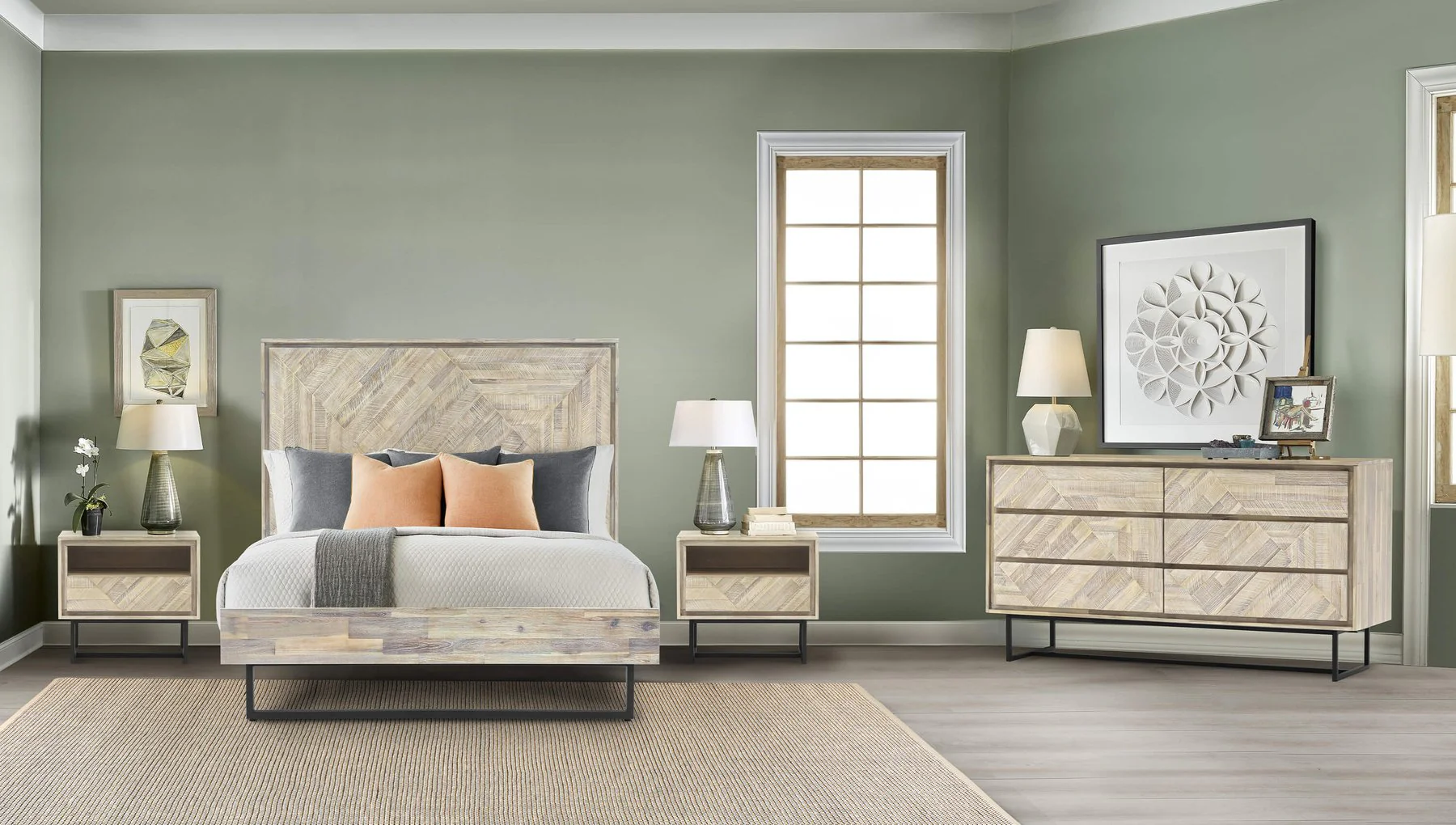 Peridot Queen Platform Bed Frame in Natural Acacia Wood - Image 8