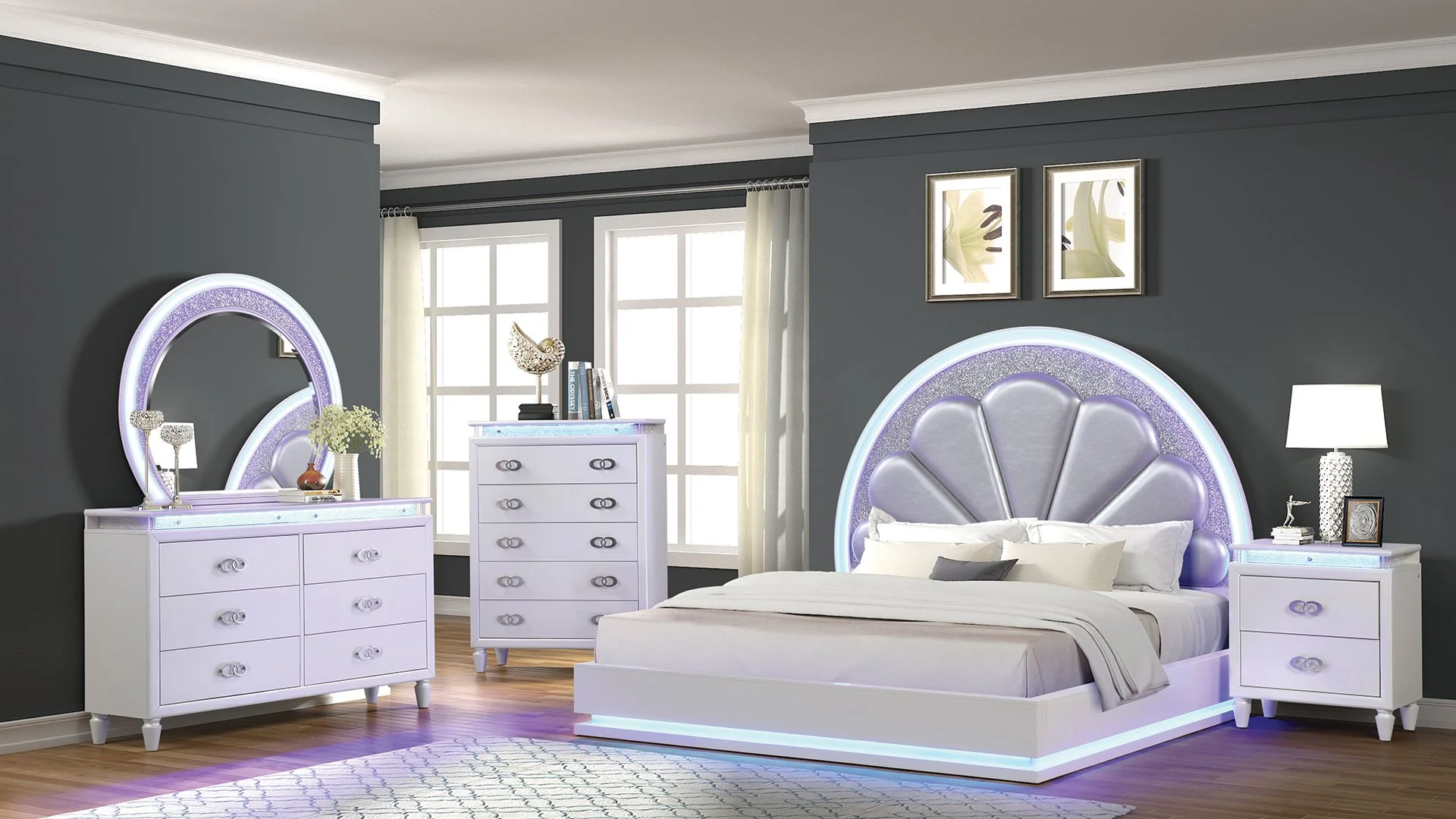 Perla Queen 5 PC Bedroom Set Milky White - Image 15