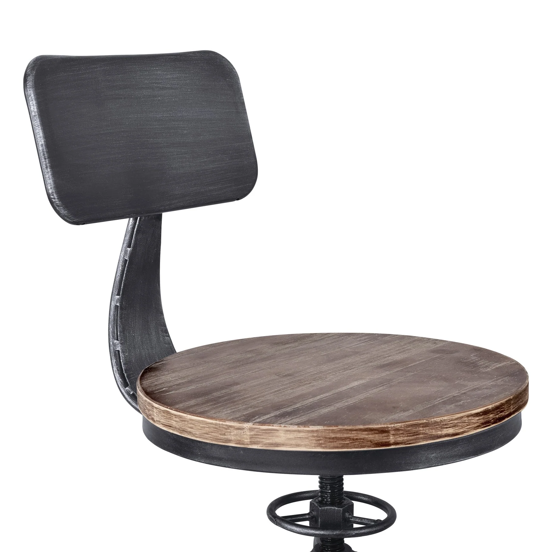 Perlo Industrial Adjustable Barstool in Industrial Gray and Pine Wood - Image 5