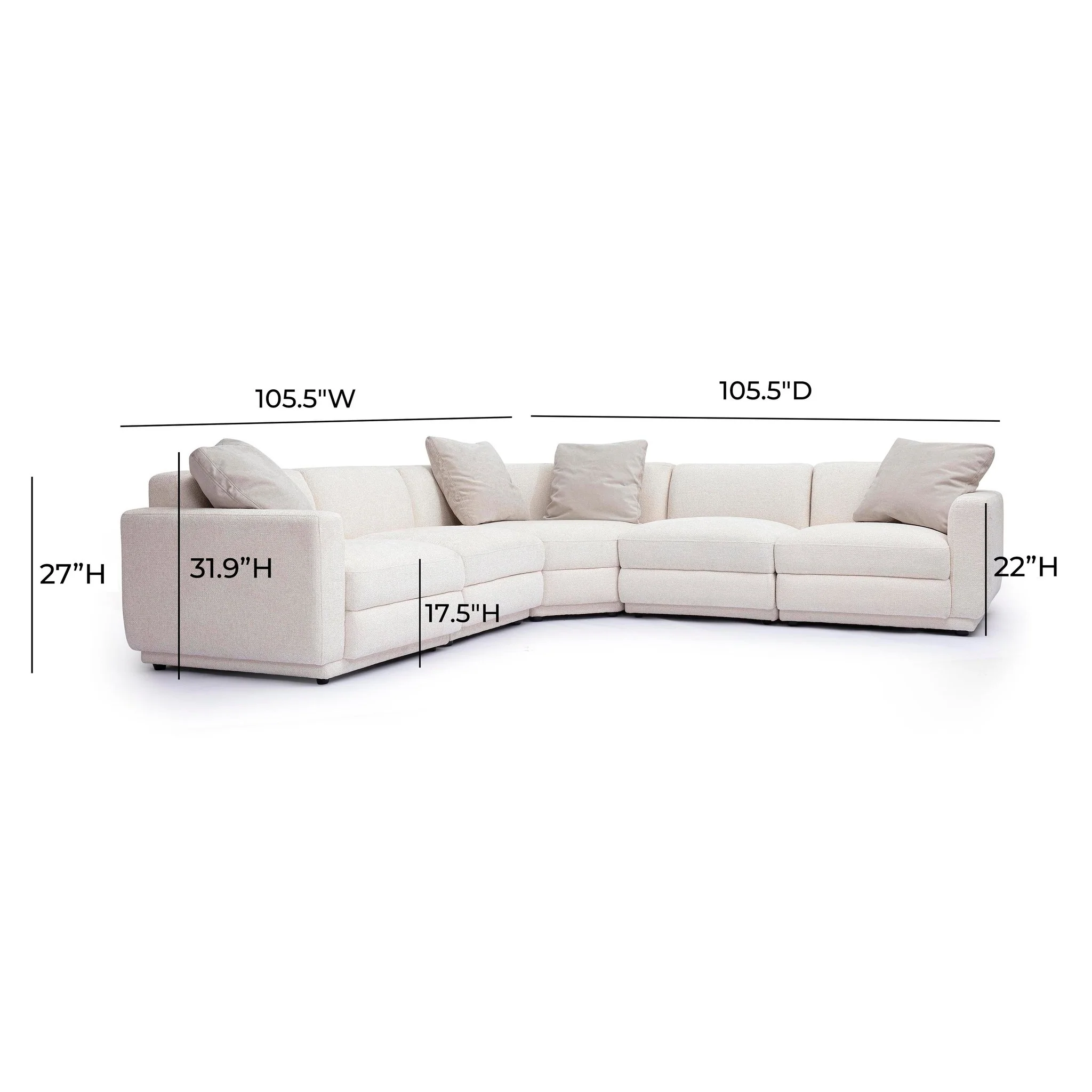 Perry Cream Chenille Modular L-Sectional - Image 7
