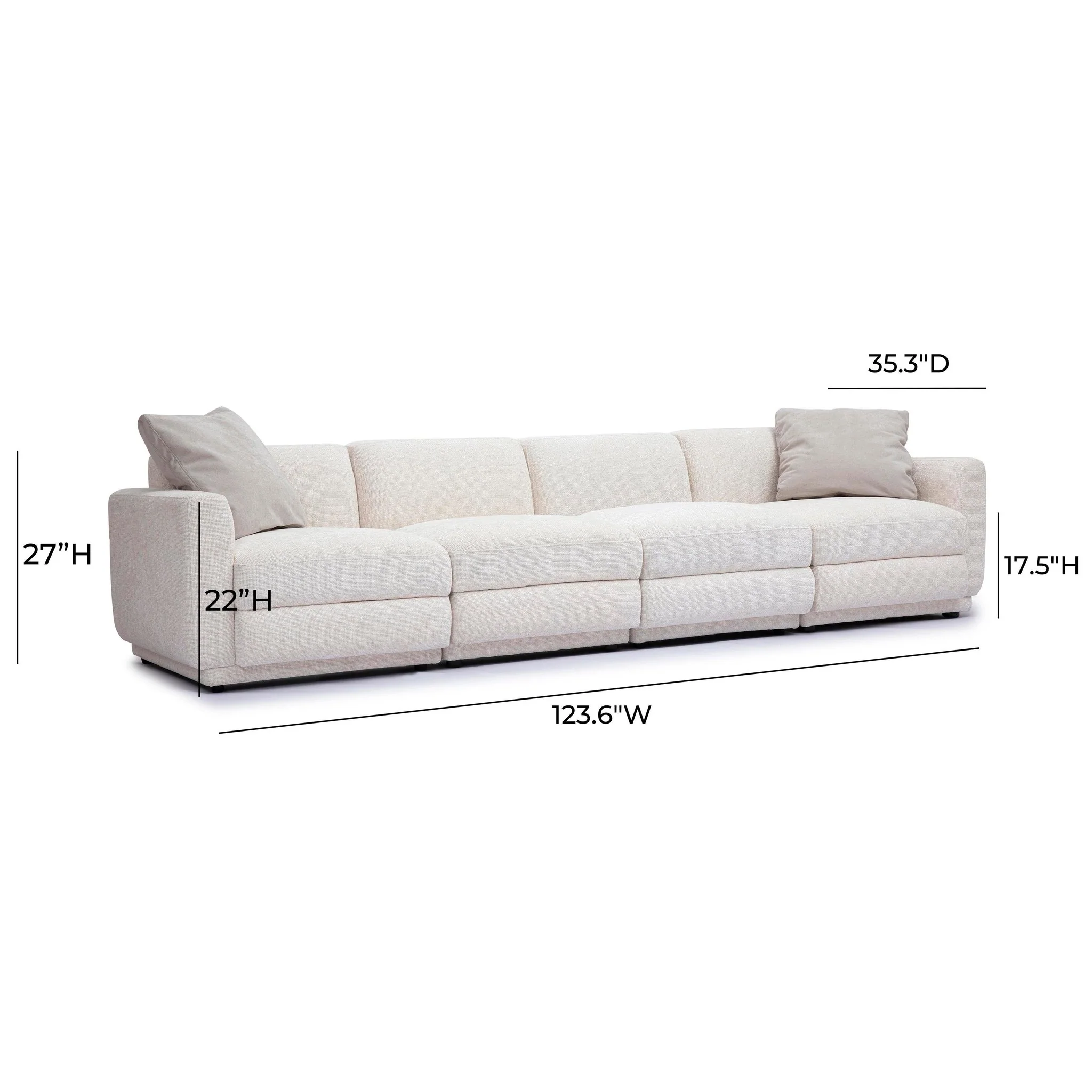 Perry Cream Chenille Modular Long Sofa - Image 5