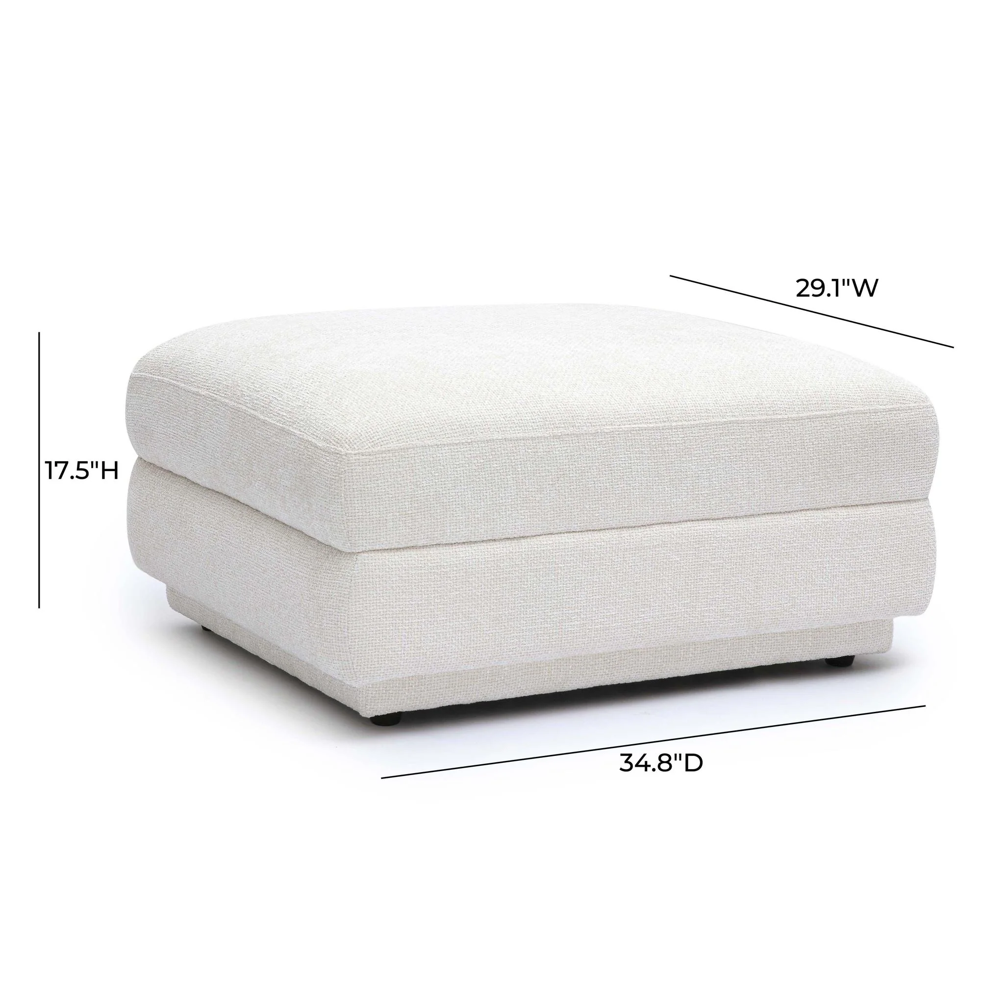 Perry Cream Chenille Modular Ottoman - Image 6