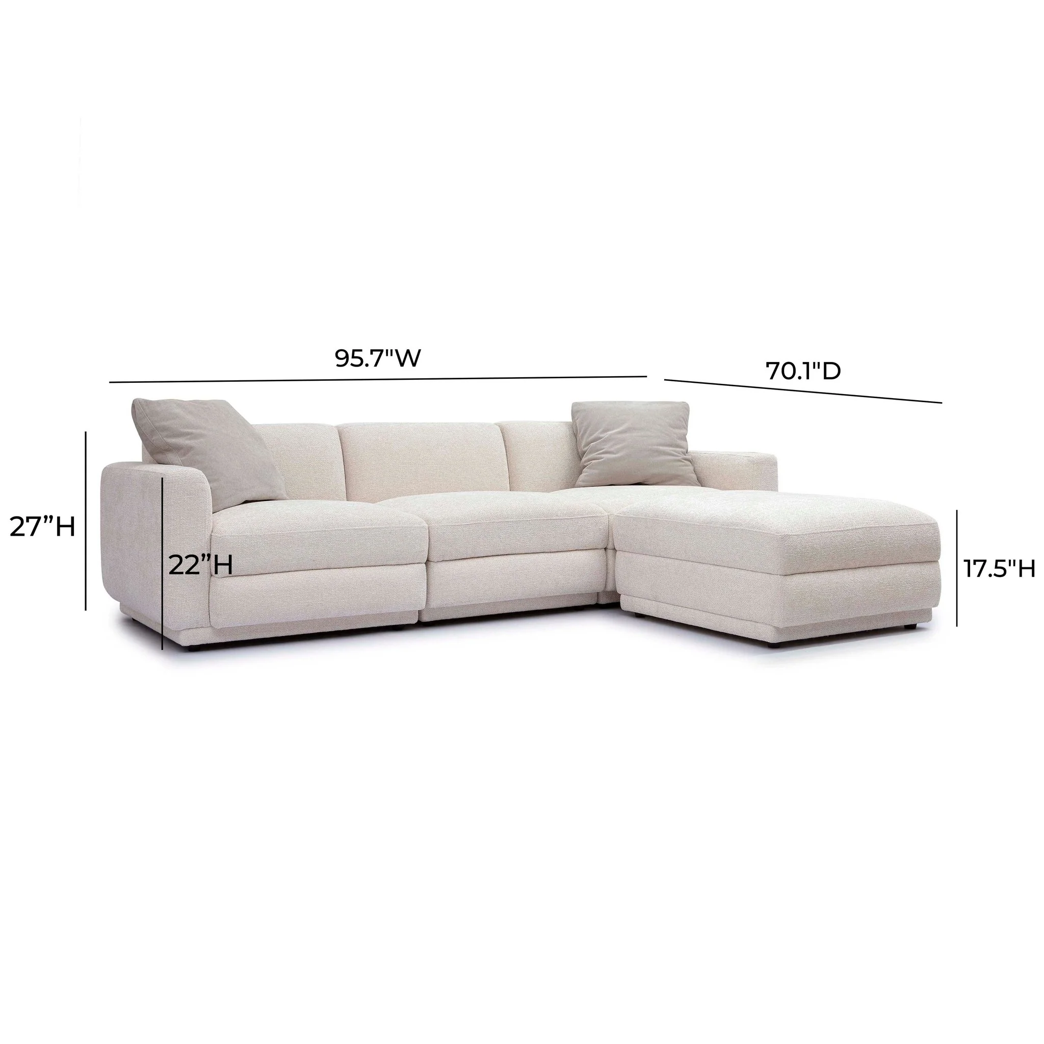 Perry Cream Chenille Modular Sectional - Image 6