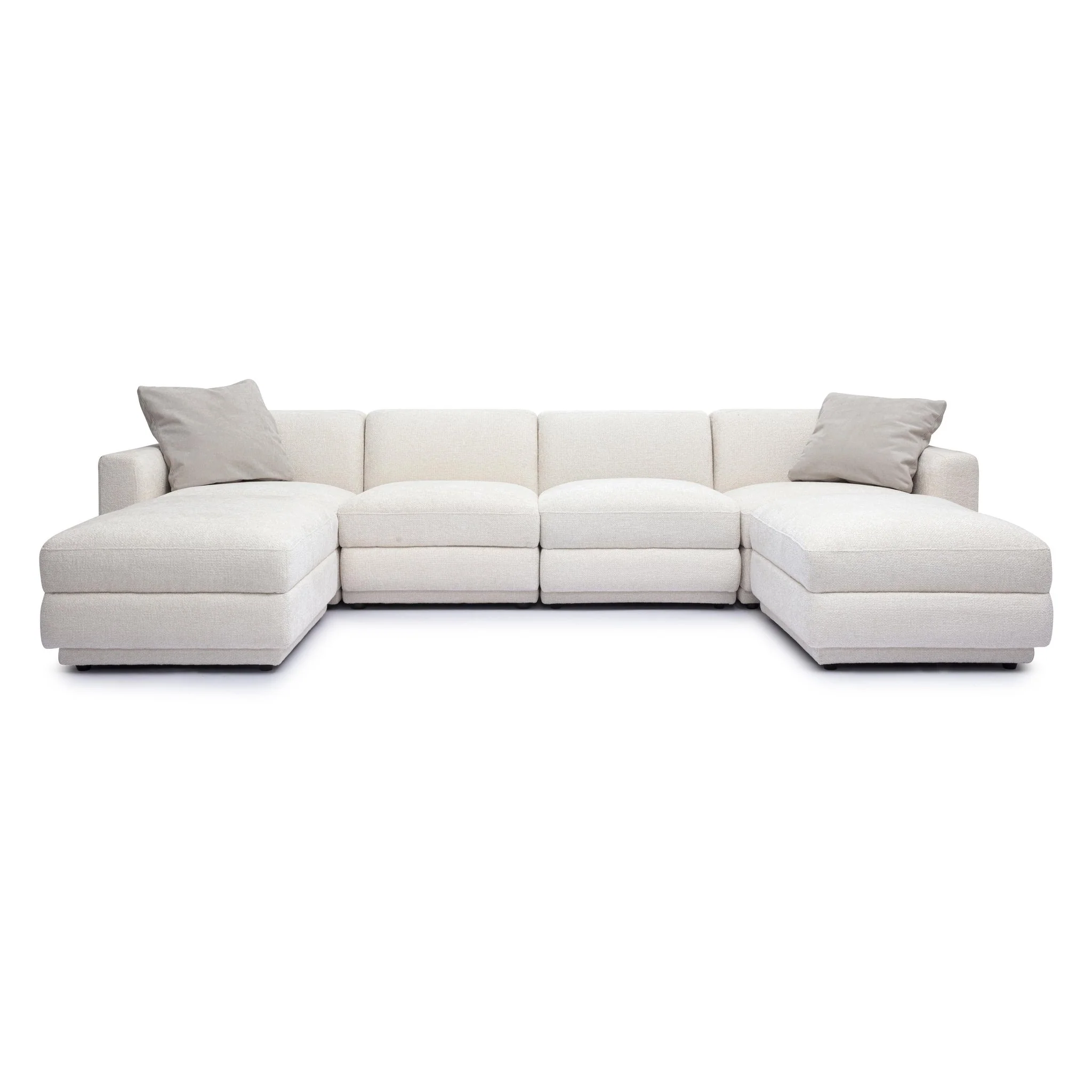 Perry Cream Chenille Modular U-Sectional - Image 3