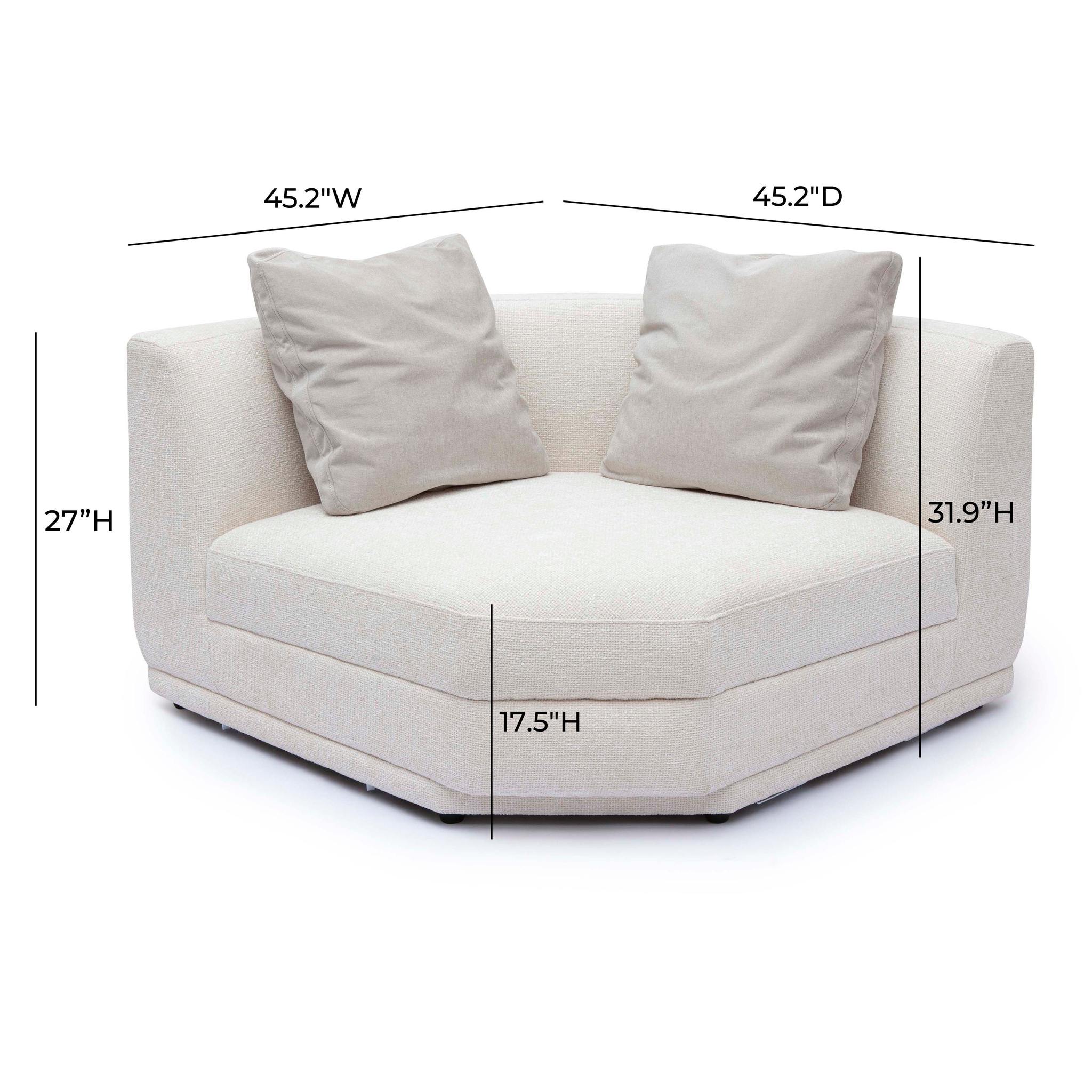 Perry Cream Chenille Modular Wedge Corner Chair - Image 6