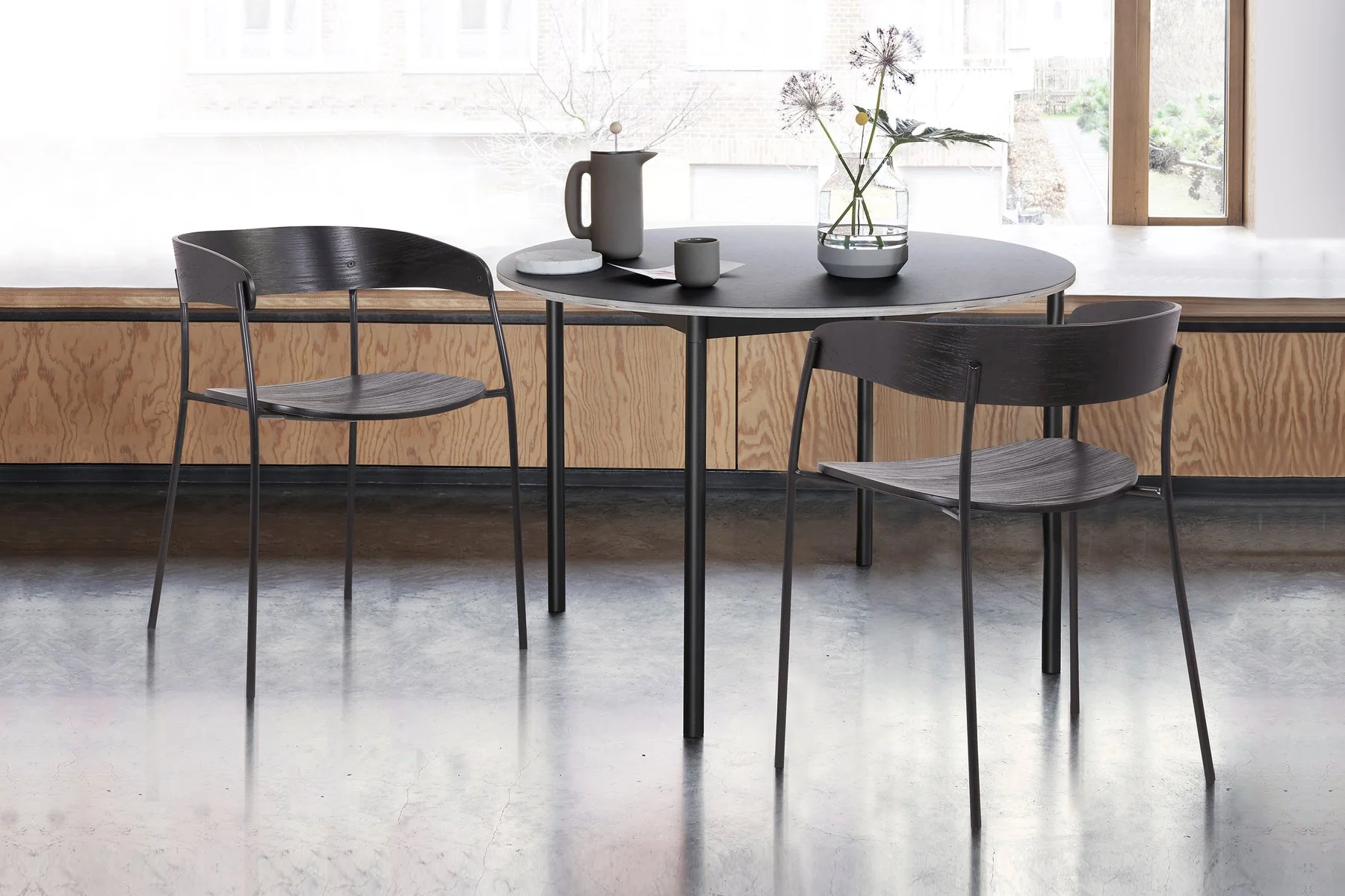 Perry Wood and Metal Modern Dining Room Chairs Set of 2 - Image 6