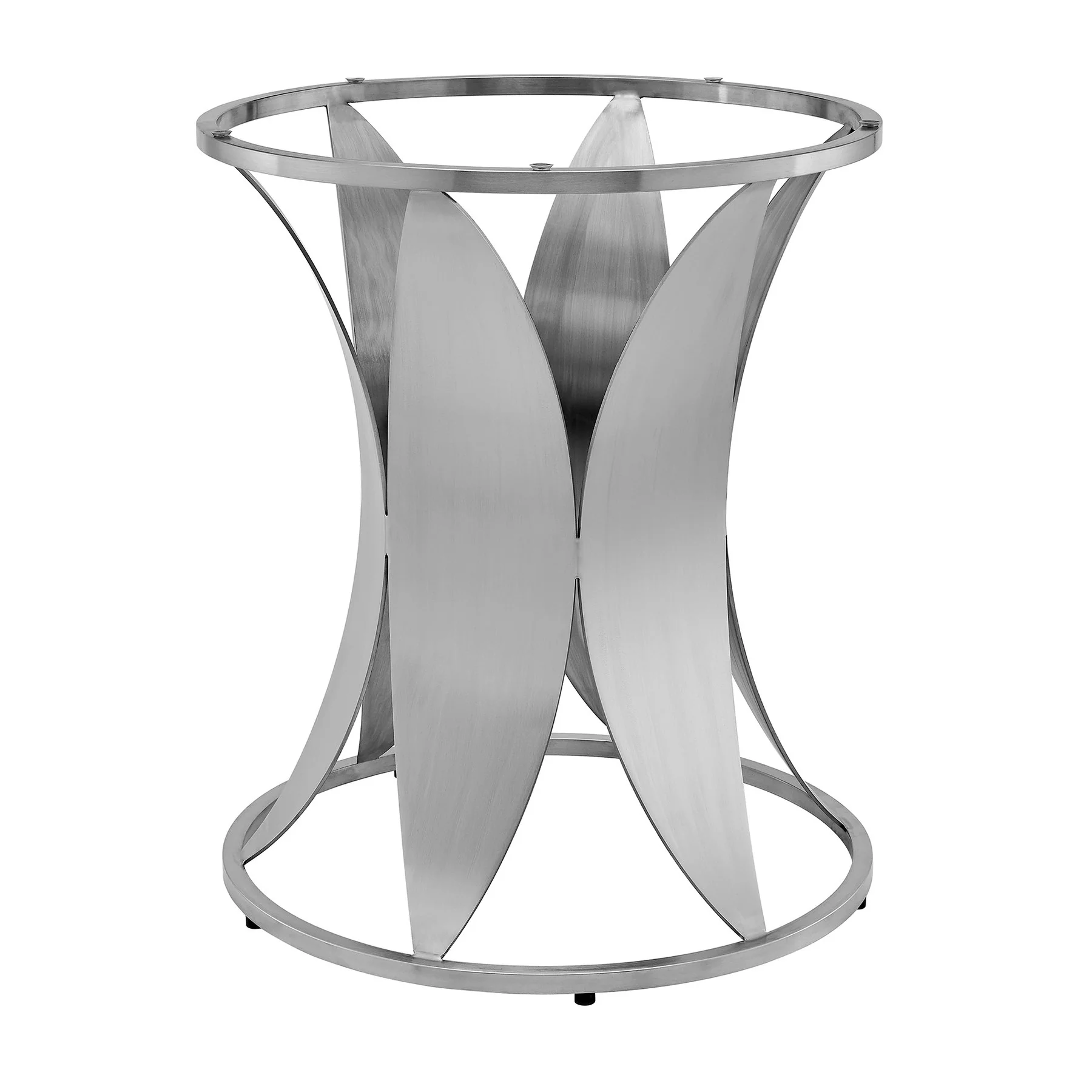 Petal Modern Glass and Stainless Steel Round Pedestal Dining Table - Image 2