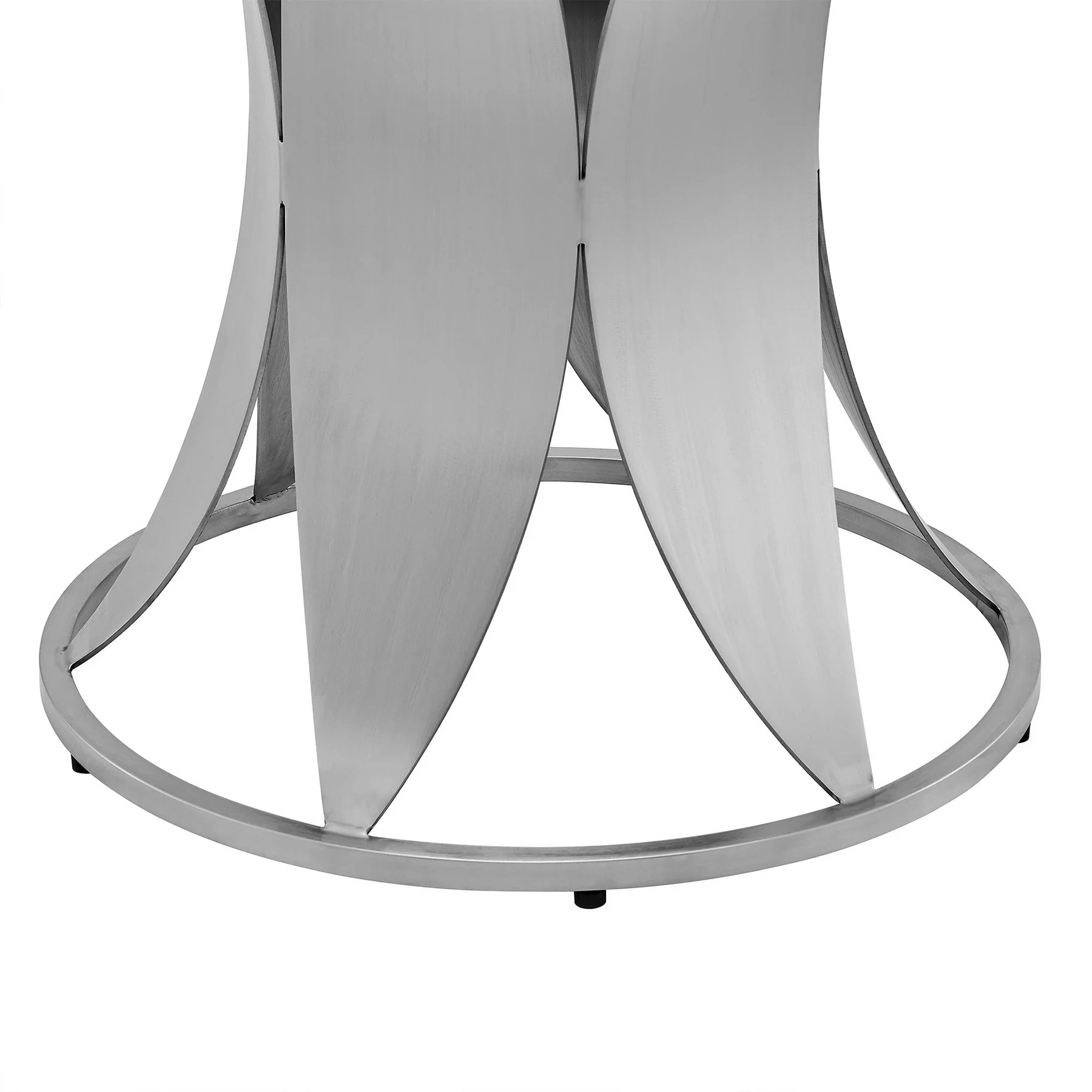 Petal Modern Glass and Stainless Steel Round Pedestal Dining Table - Image 5