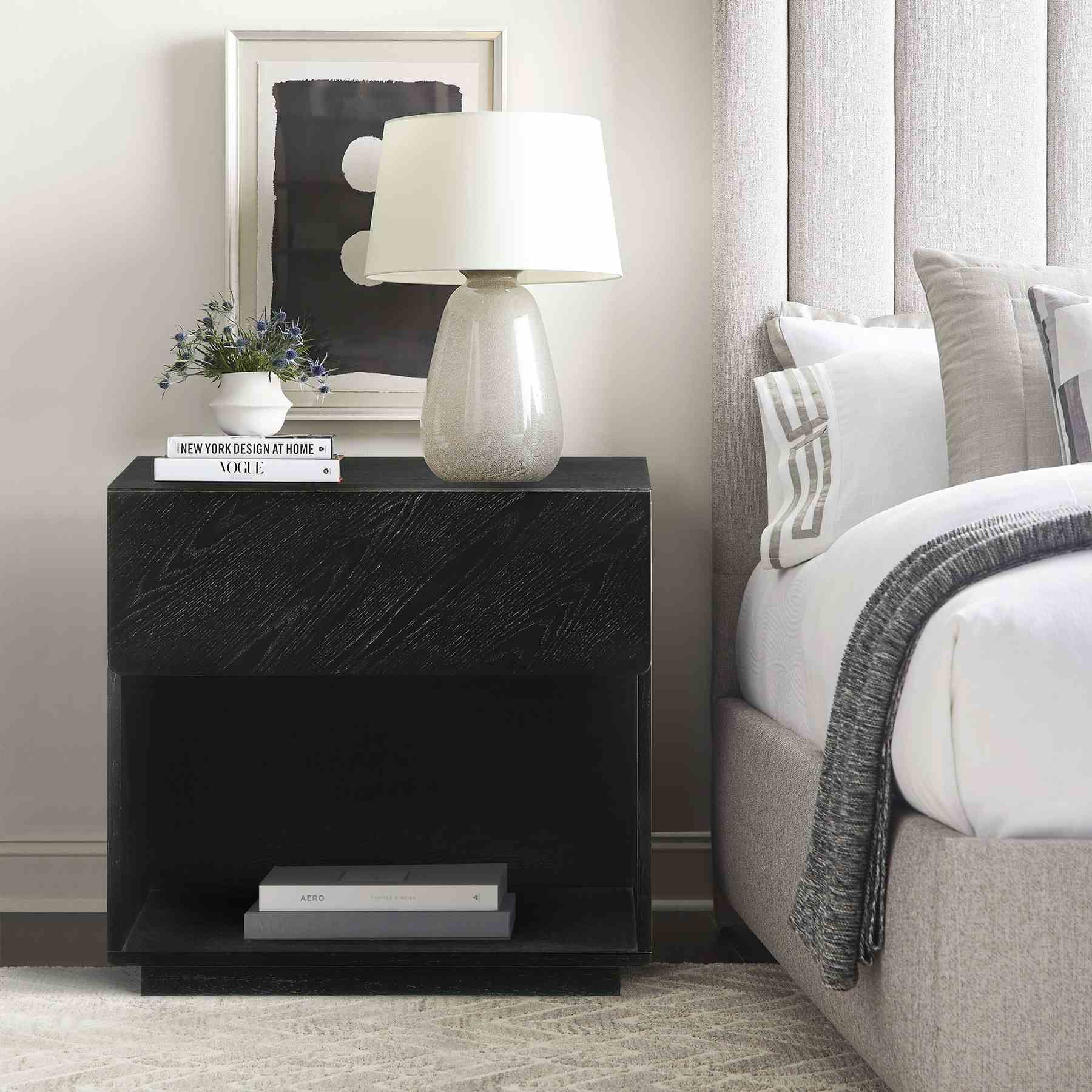 Petra 1 Drawer Wood Nightstand in Black Finish - Image 11
