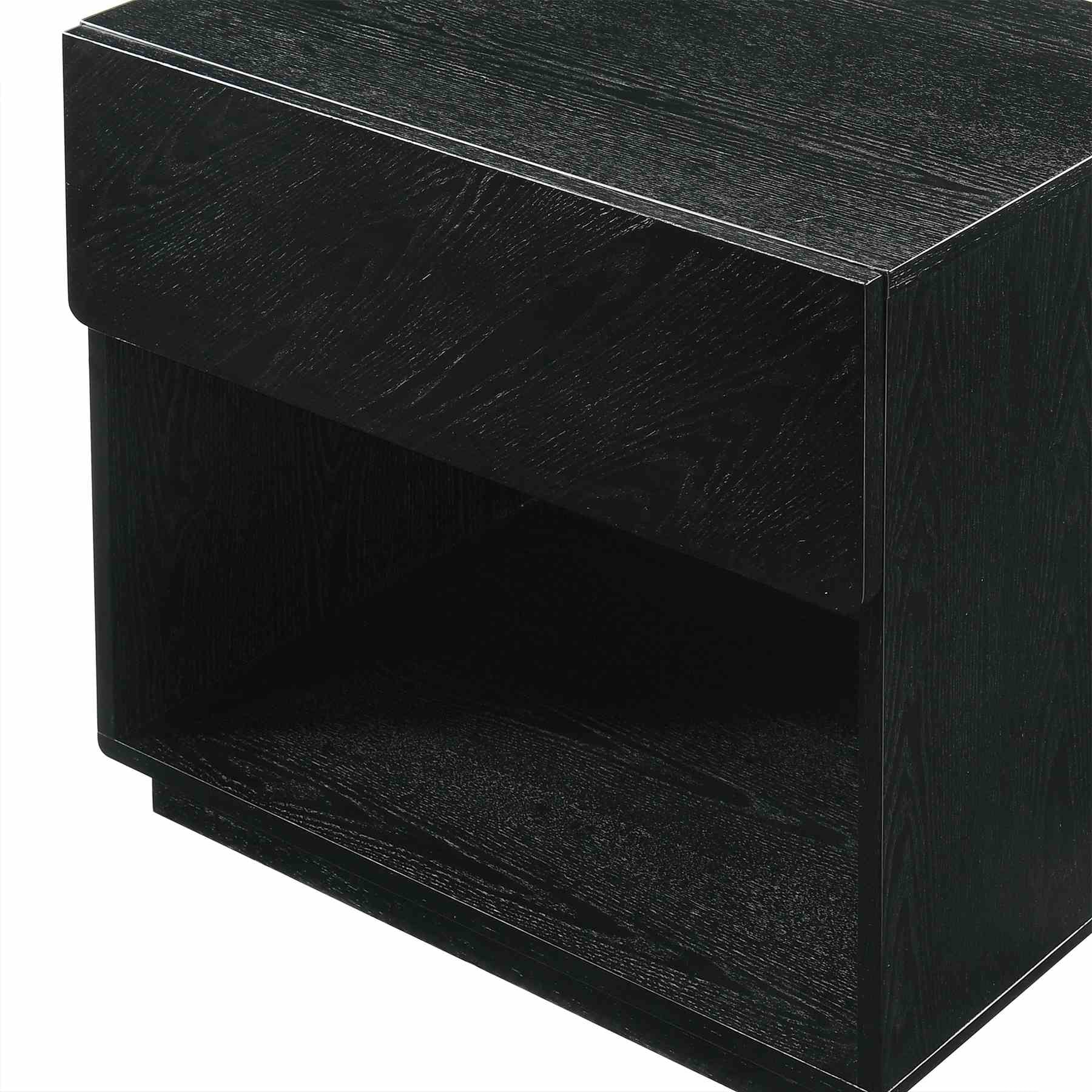 Petra 1 Drawer Wood Nightstand in Black Finish - Image 8