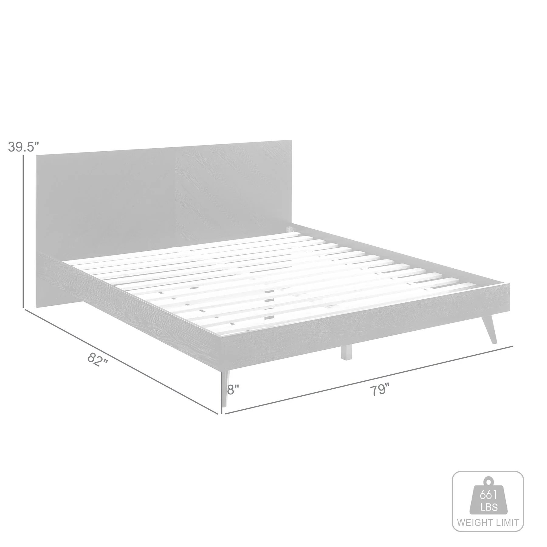 Petra King Platform Wood Bed Frame in Black Finish - Image 11