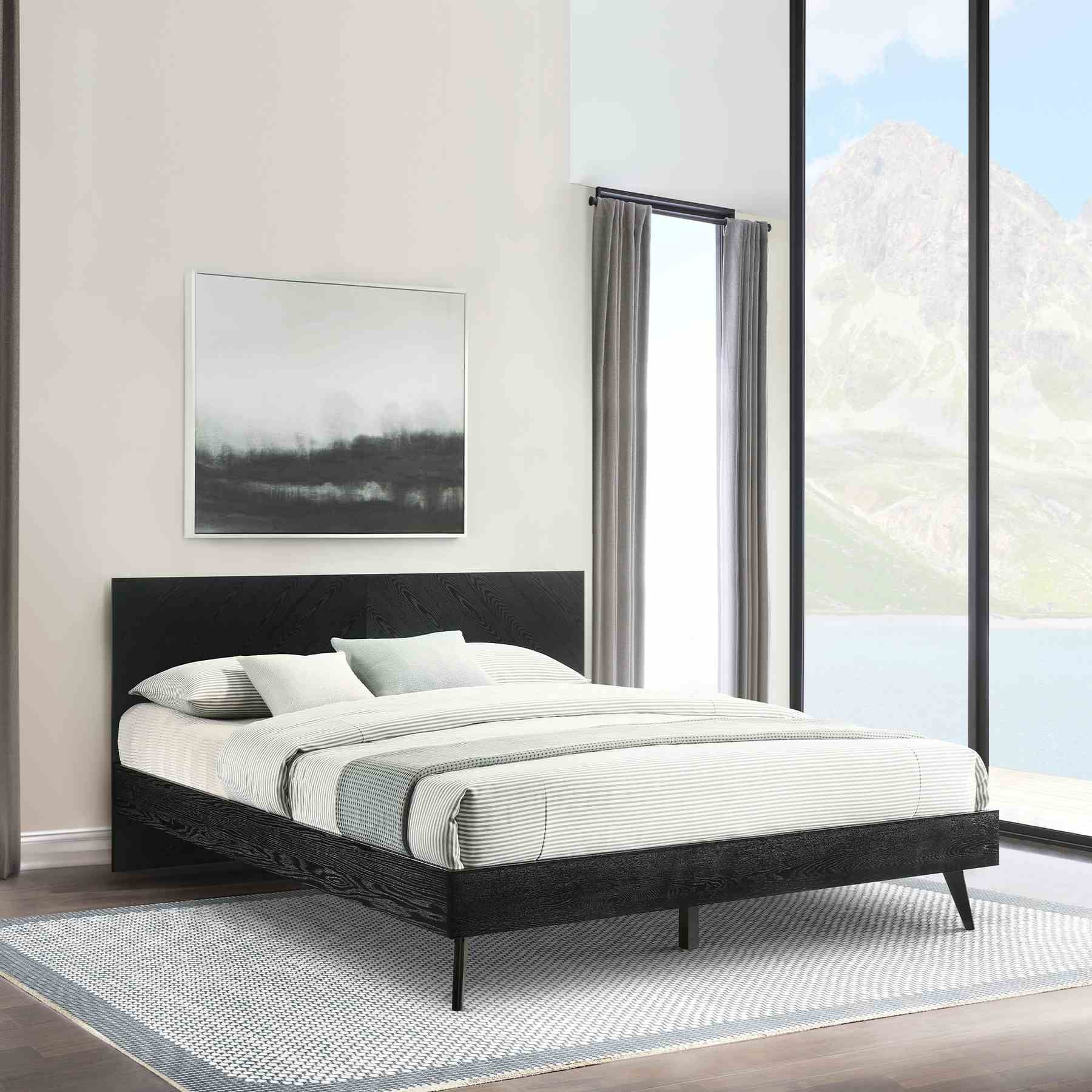 Petra King Platform Wood Bed Frame in Black Finish - Image 12