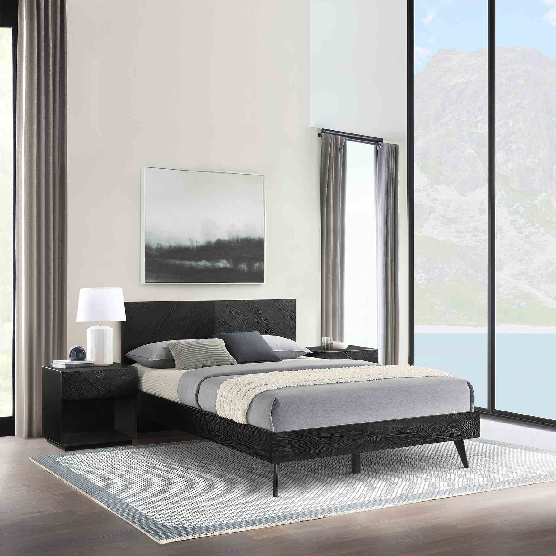 Petra Queen 3 Piece Wood Bedroom Set in Black Finish - Image 11