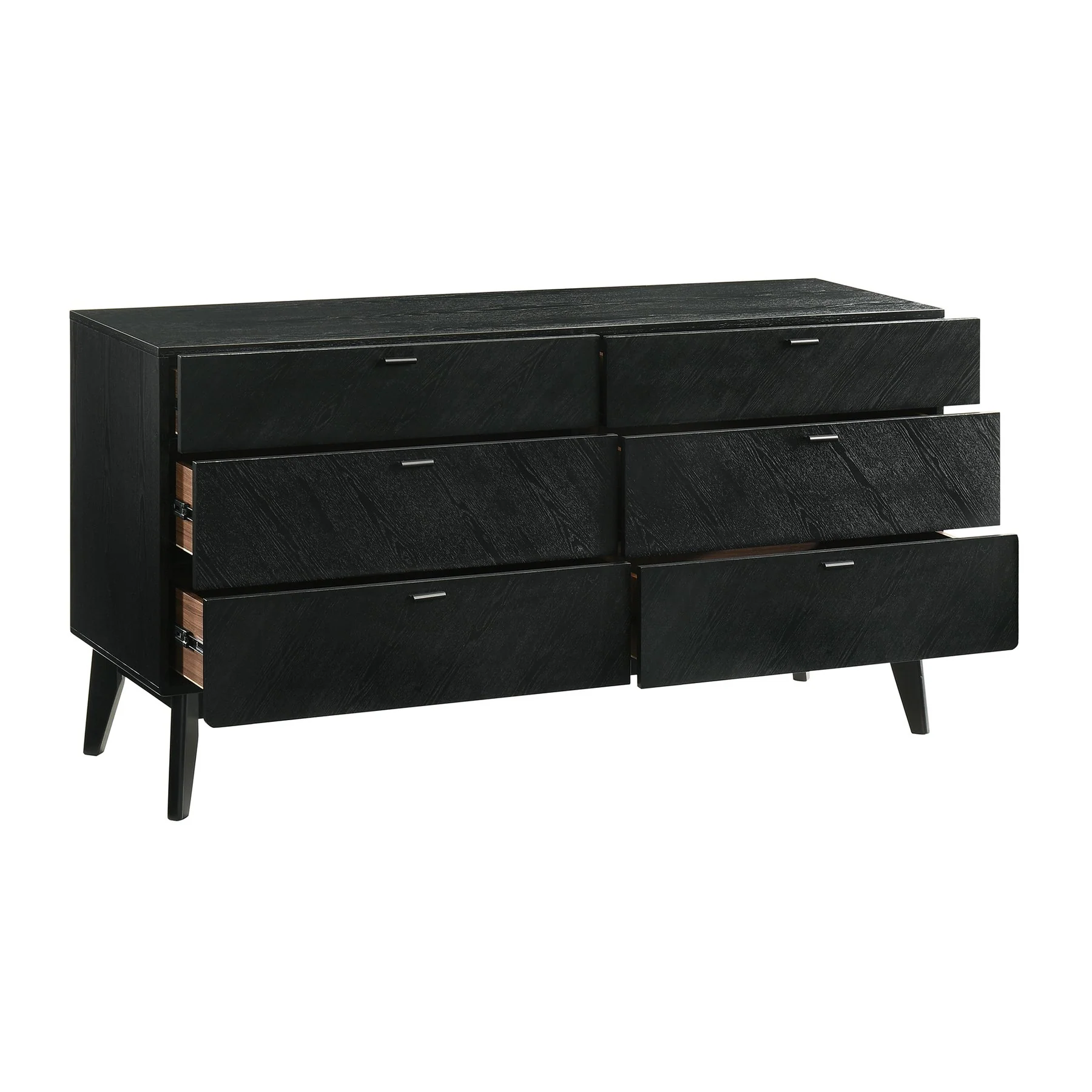 Petra Queen 4 Piece Wood Bedroom Set in Black Finish - Image 5