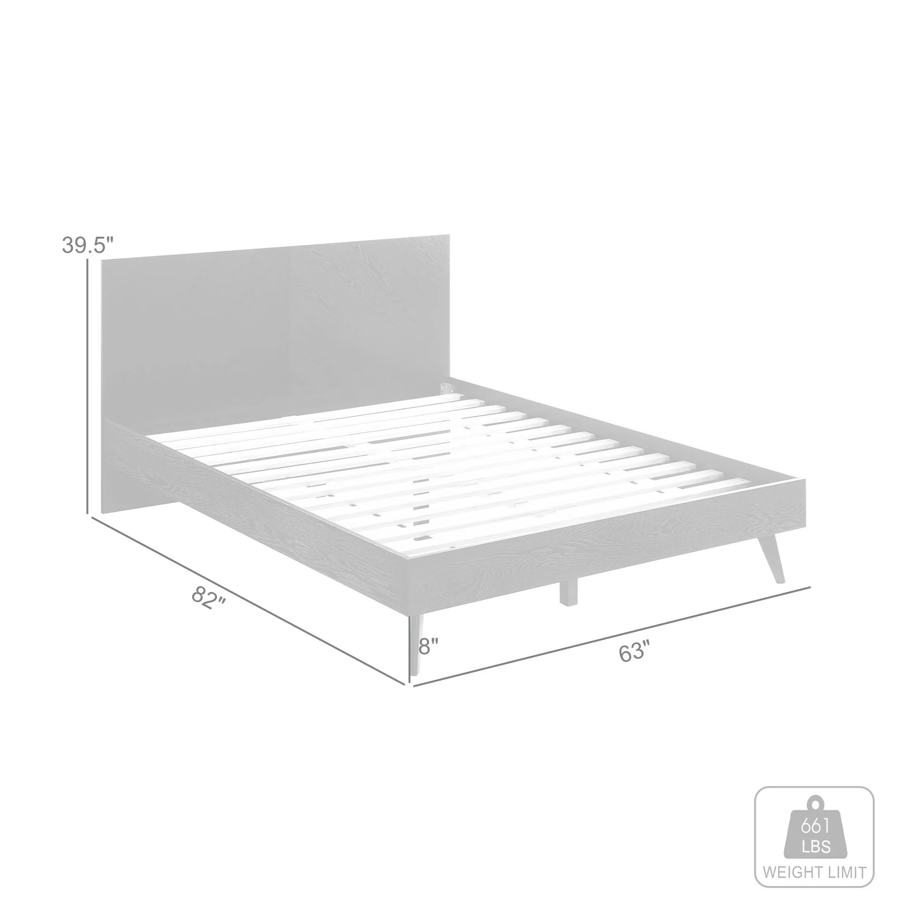 Petra Queen Platform Wood Bed Frame in Black Finish - Image 11