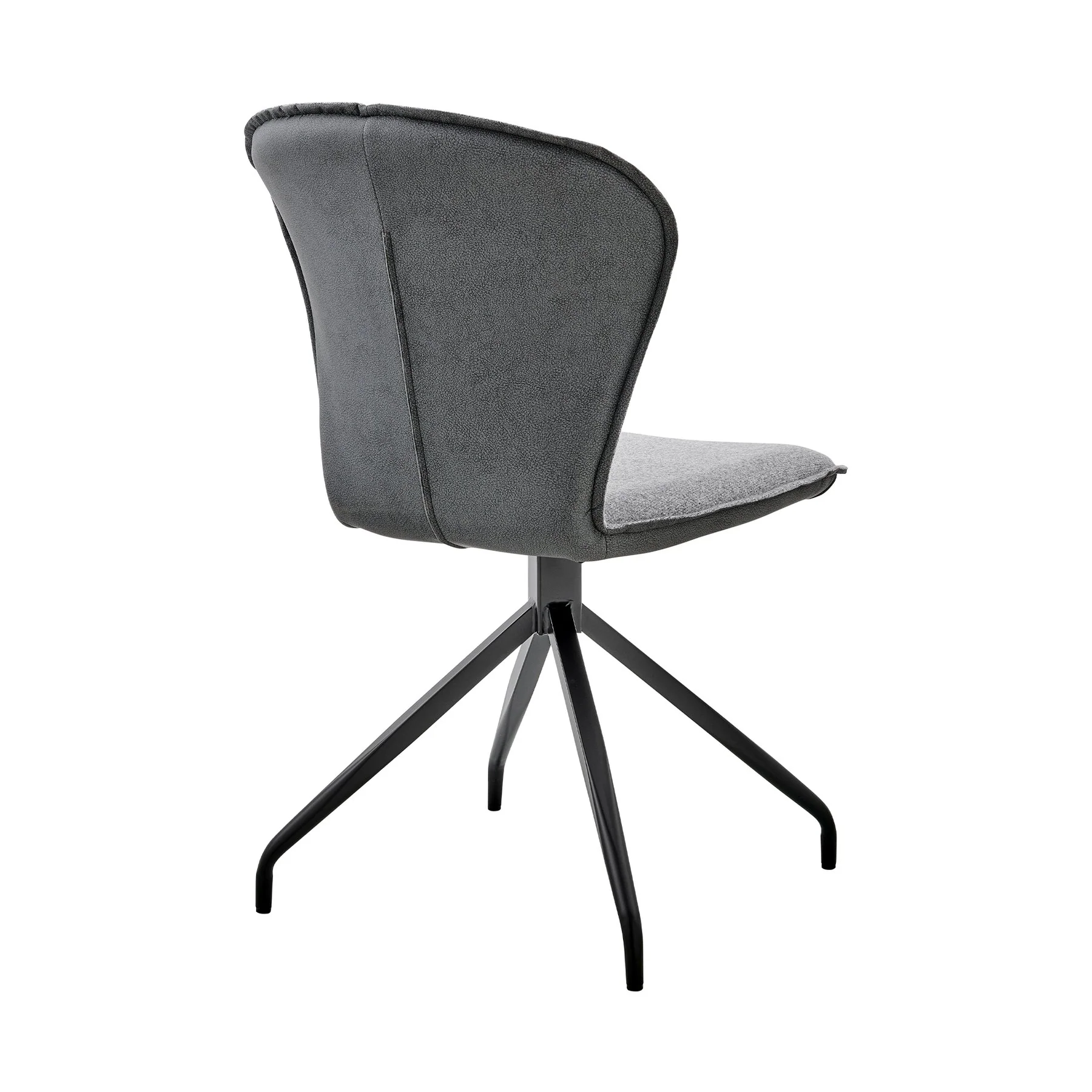 Petrie Dining Room Accent Chair in Gray Fabric and Faux Leather with Black Finish - Set of 2 - Image 4
